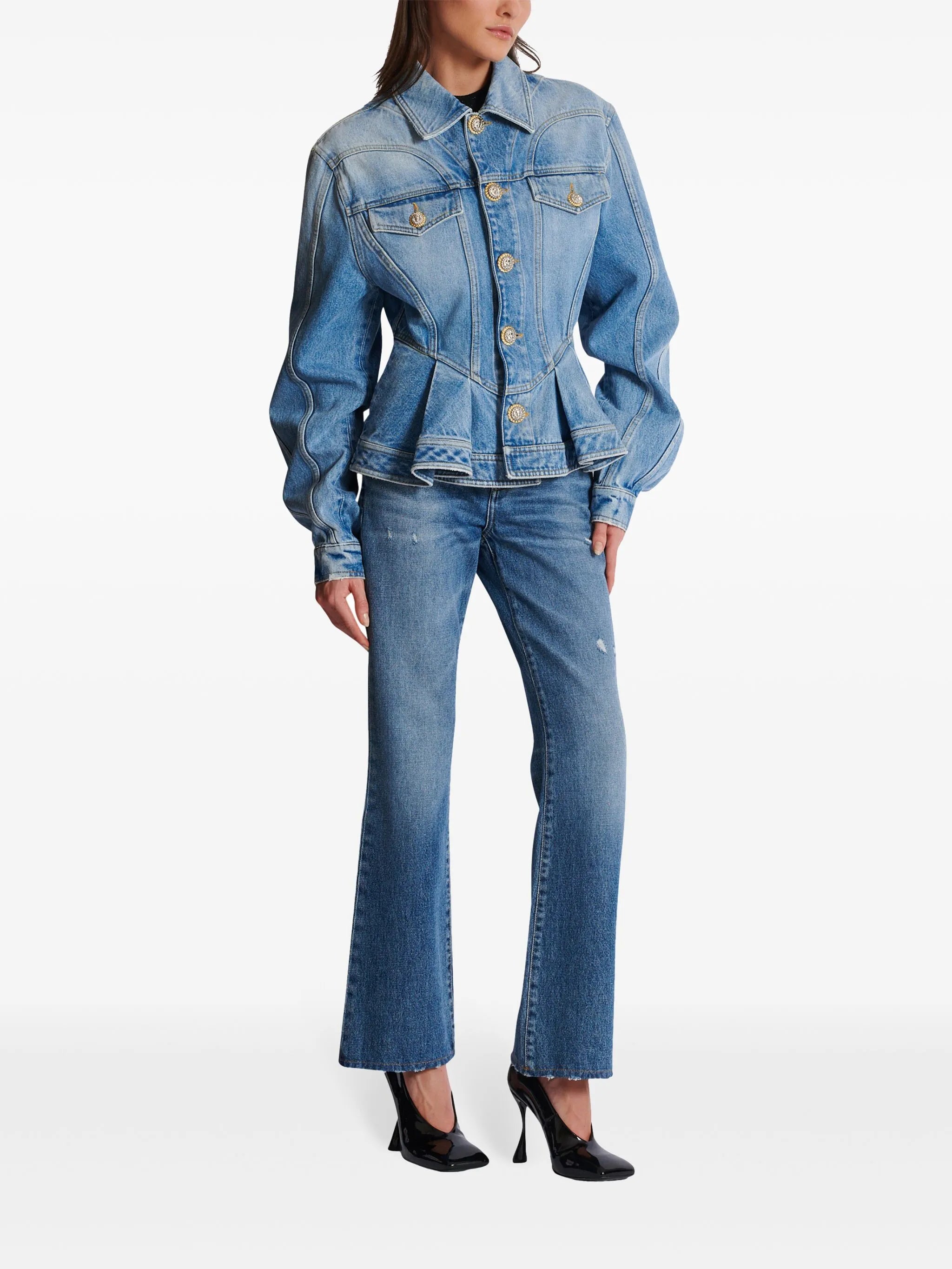 Jeansblazer mit Falten