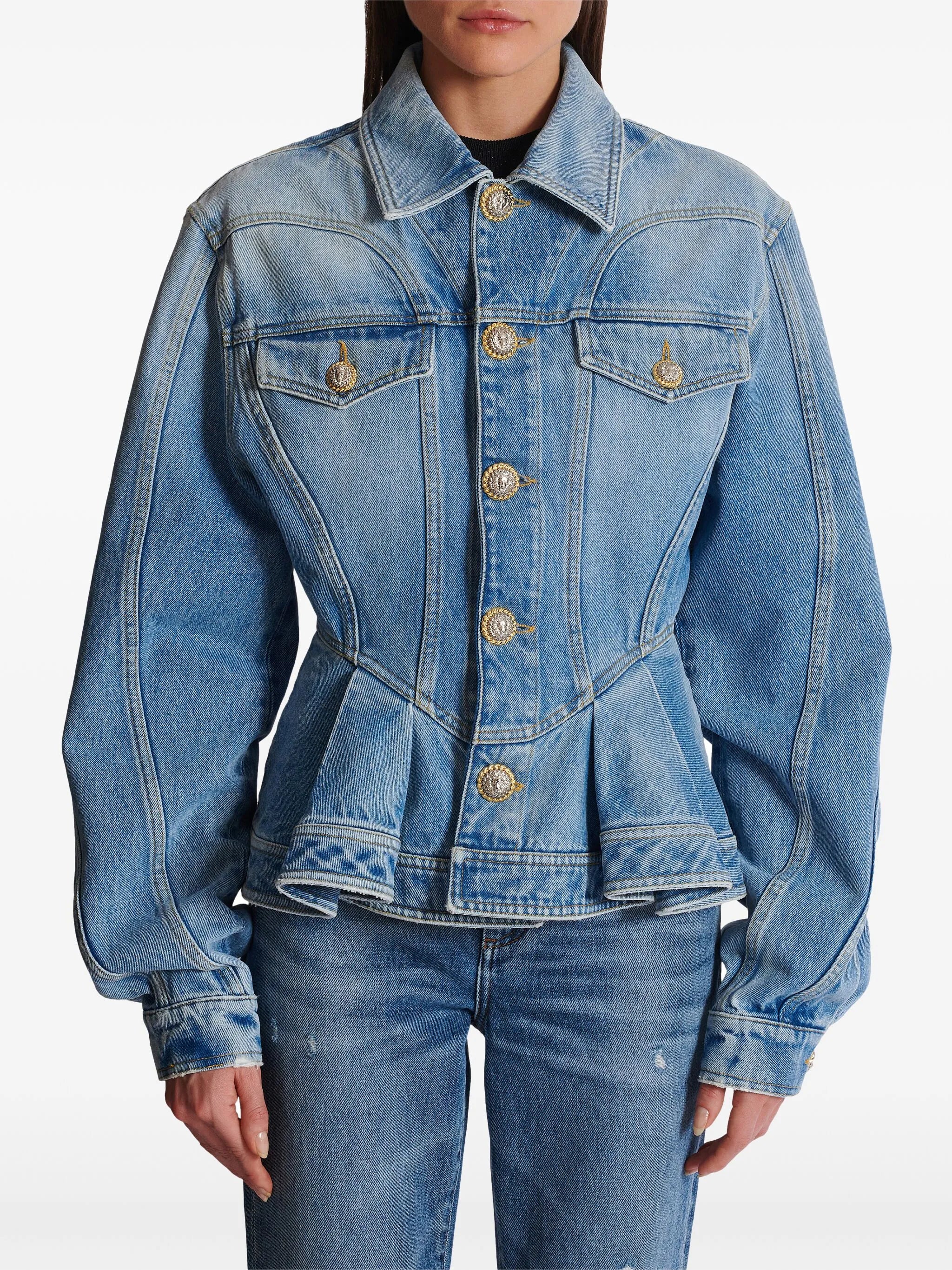 Jeansblazer mit Falten