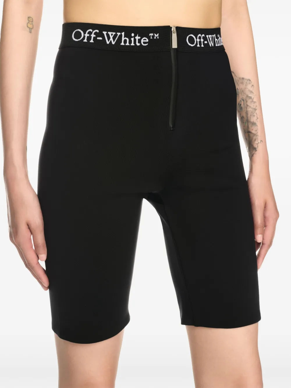 Shorts with logo waistband and zipper