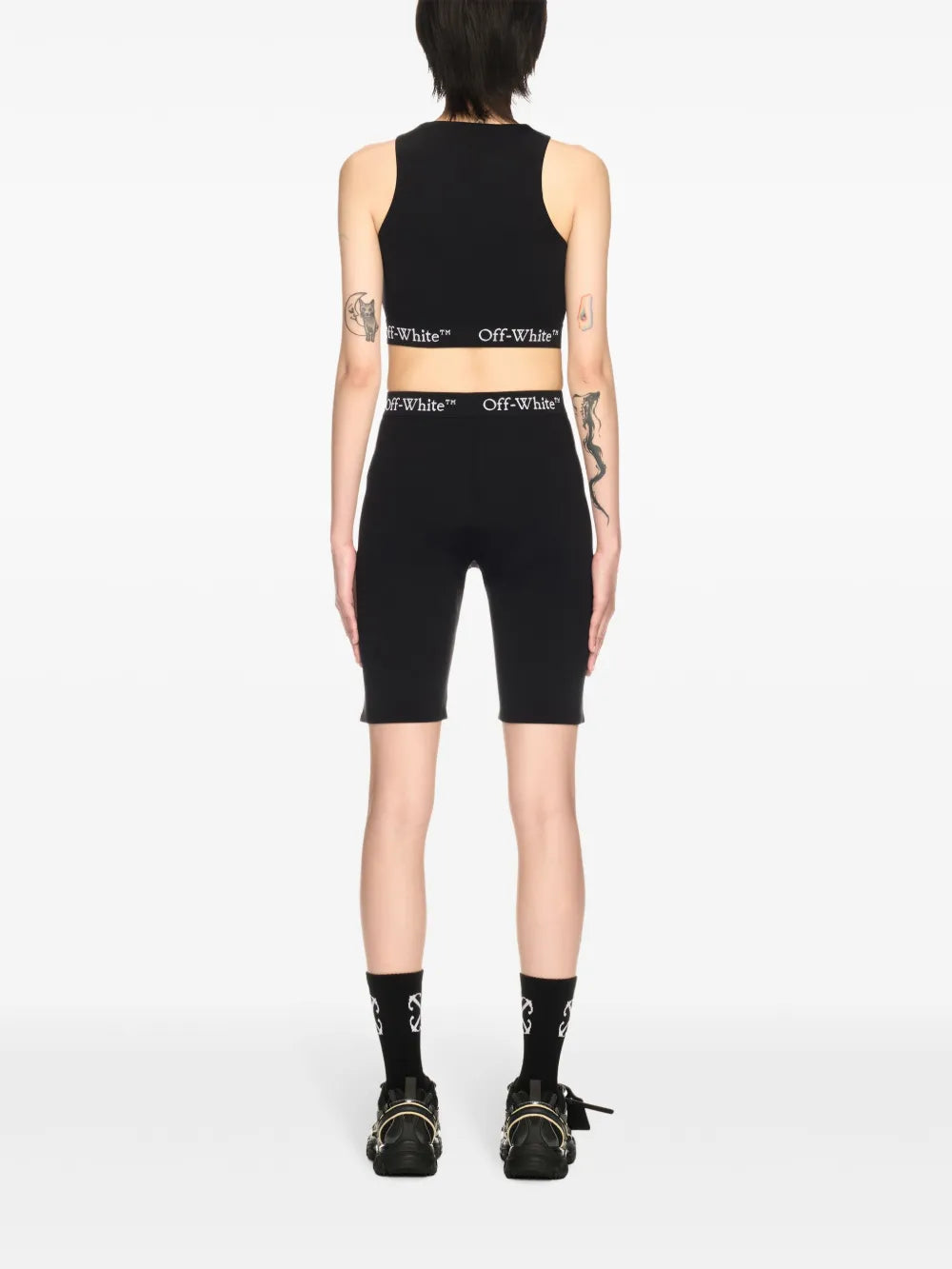 Shorts with logo waistband and zipper