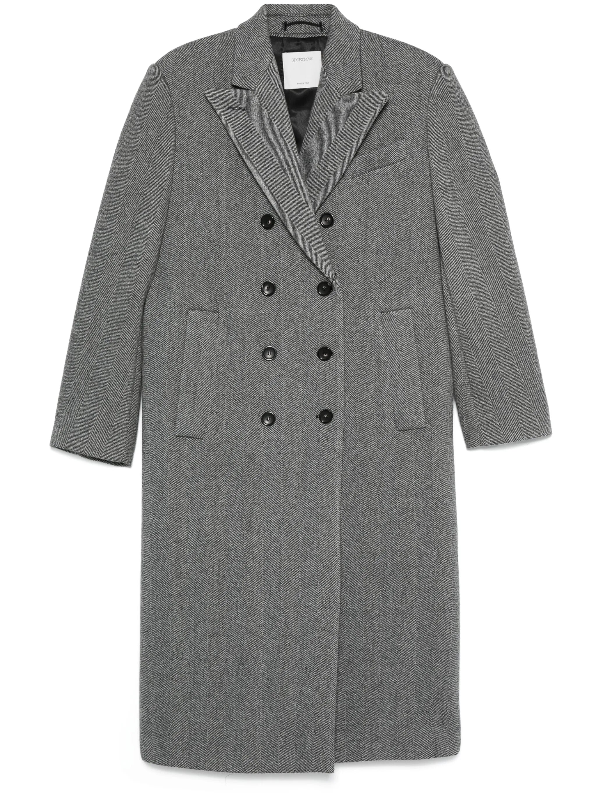 Coat with herringbone pattern
