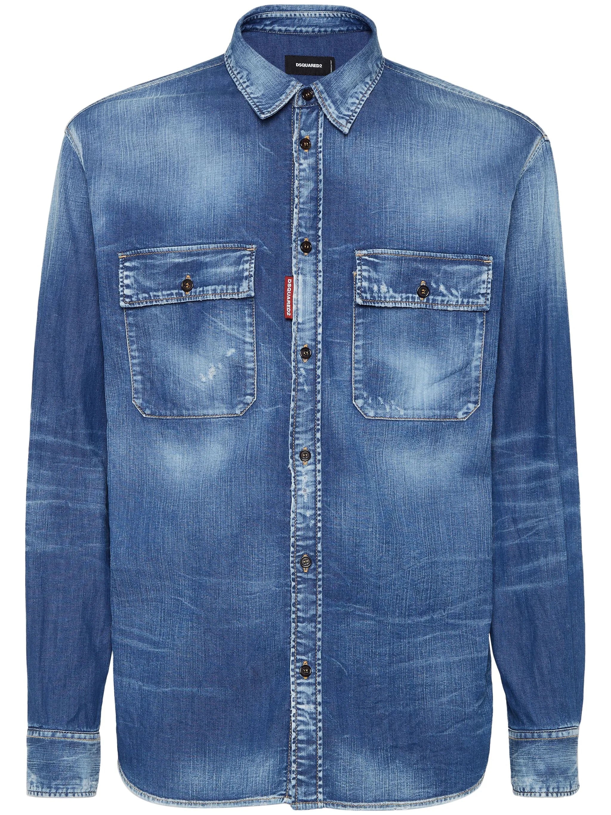 Denim shirt with dark wash
