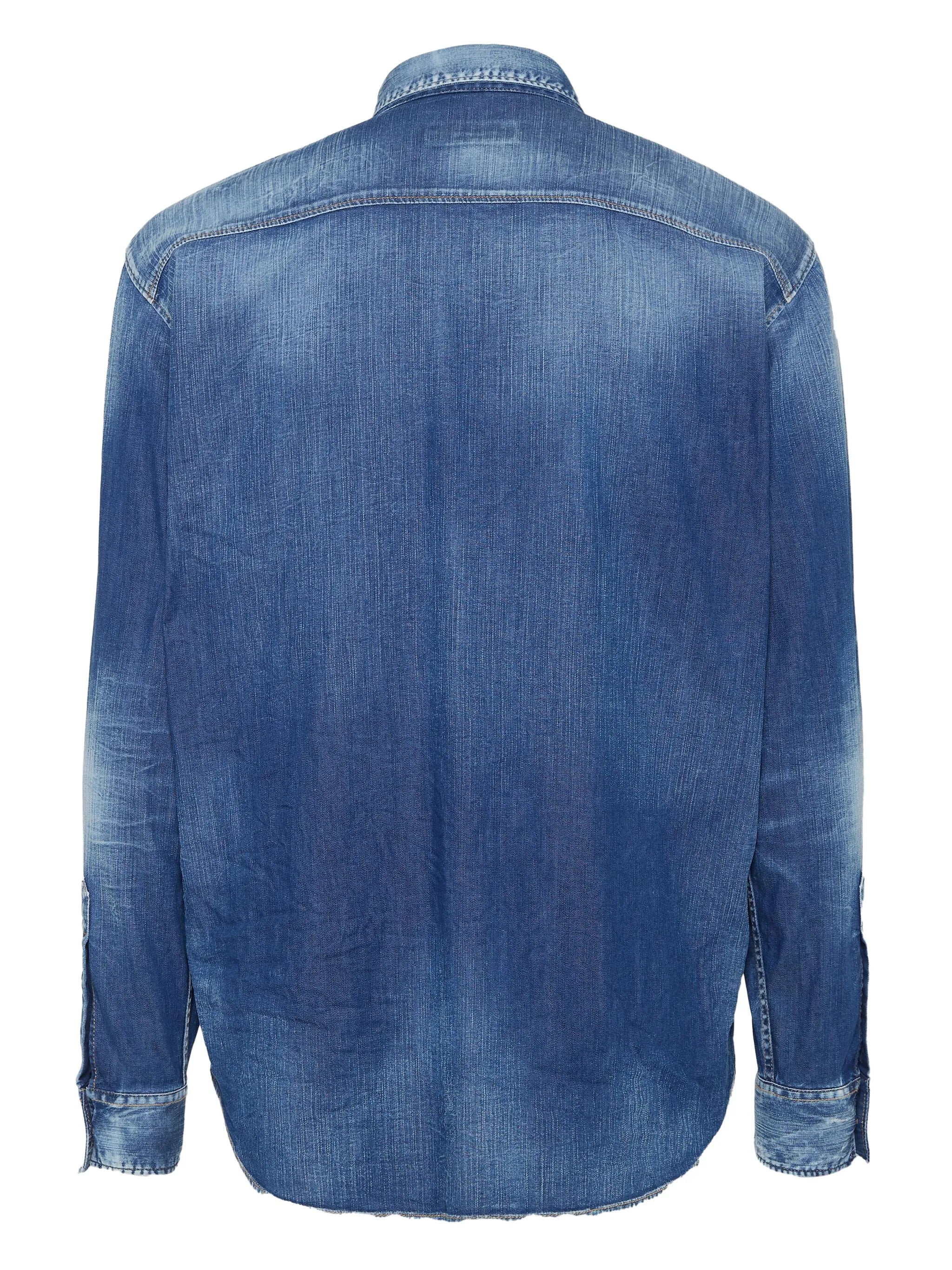 Denim shirt with dark wash