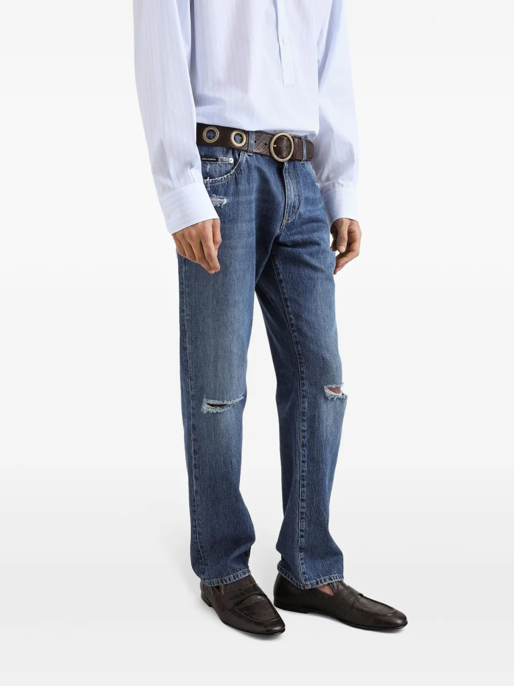 Straight jeans in distressed look