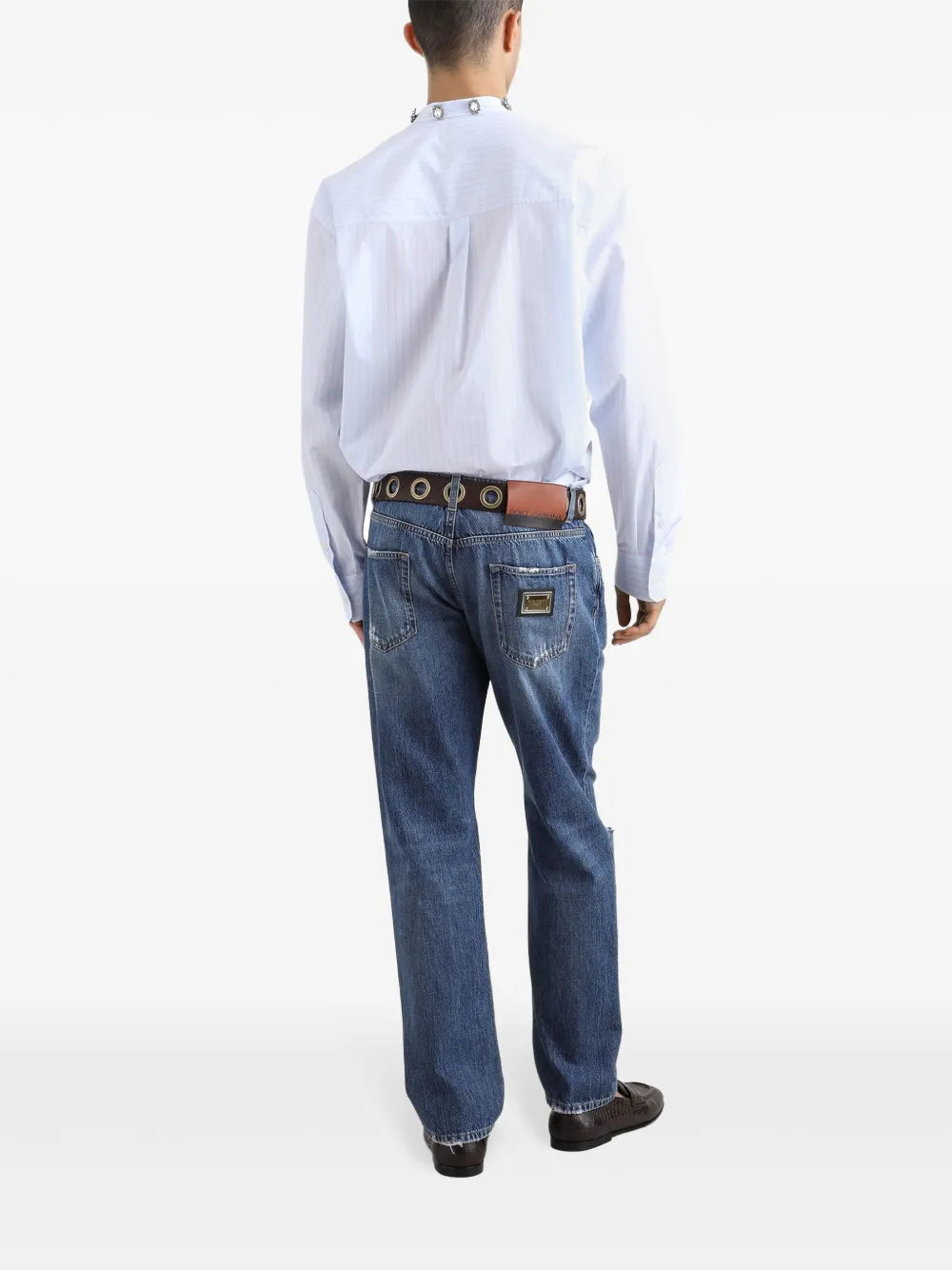Straight jeans in distressed look