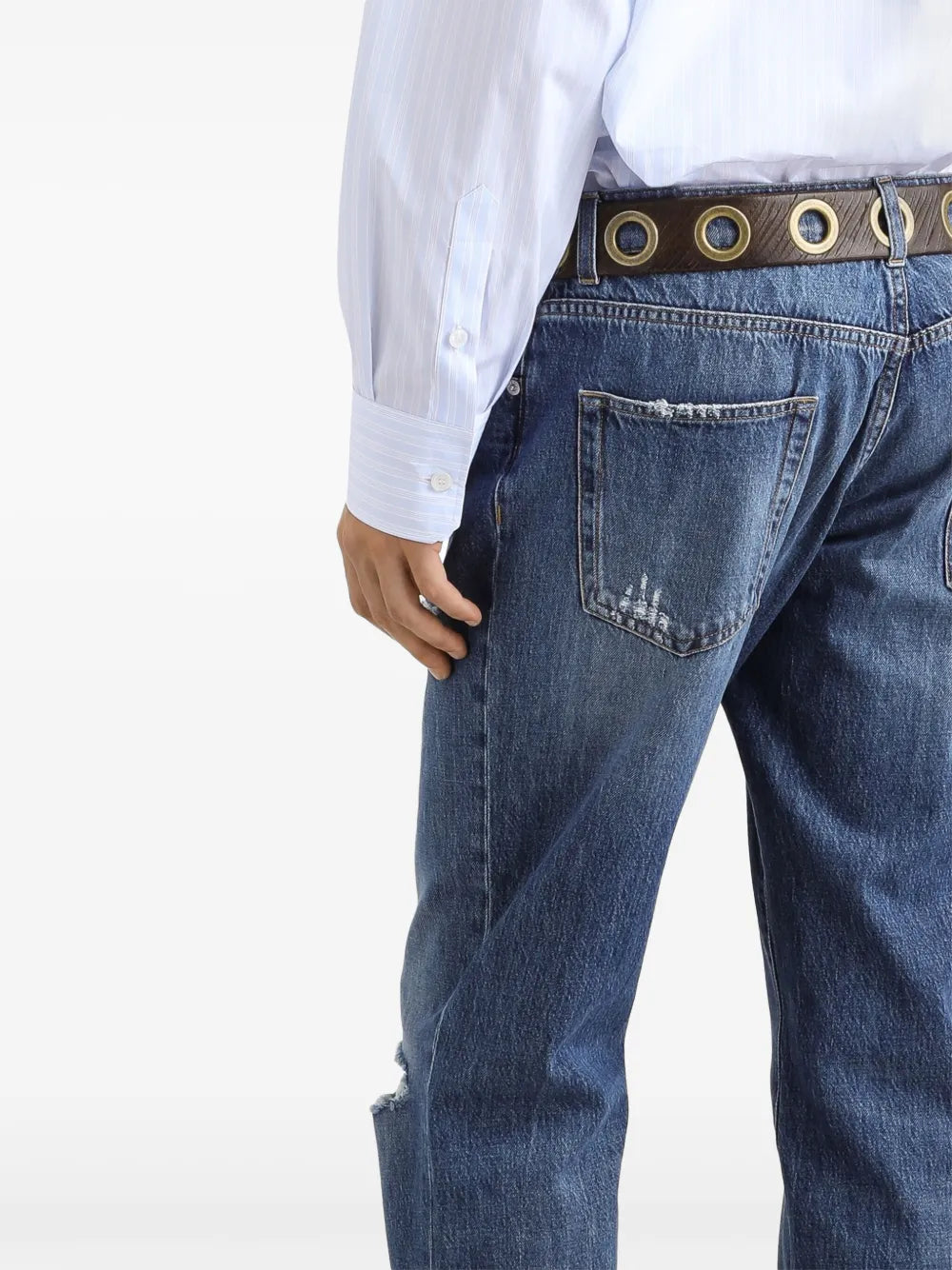 Straight jeans in distressed look