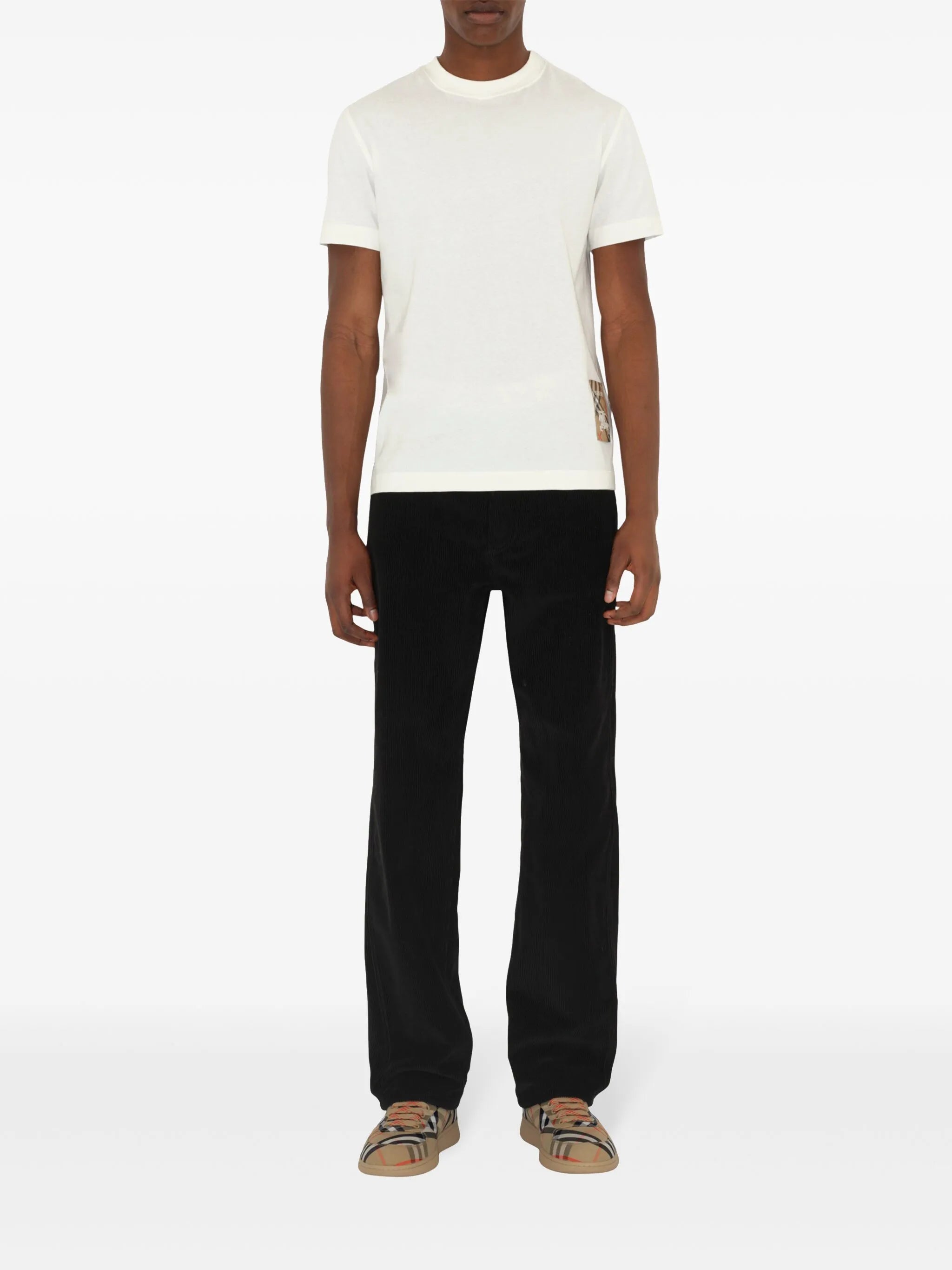 T-shirt with checkered patch