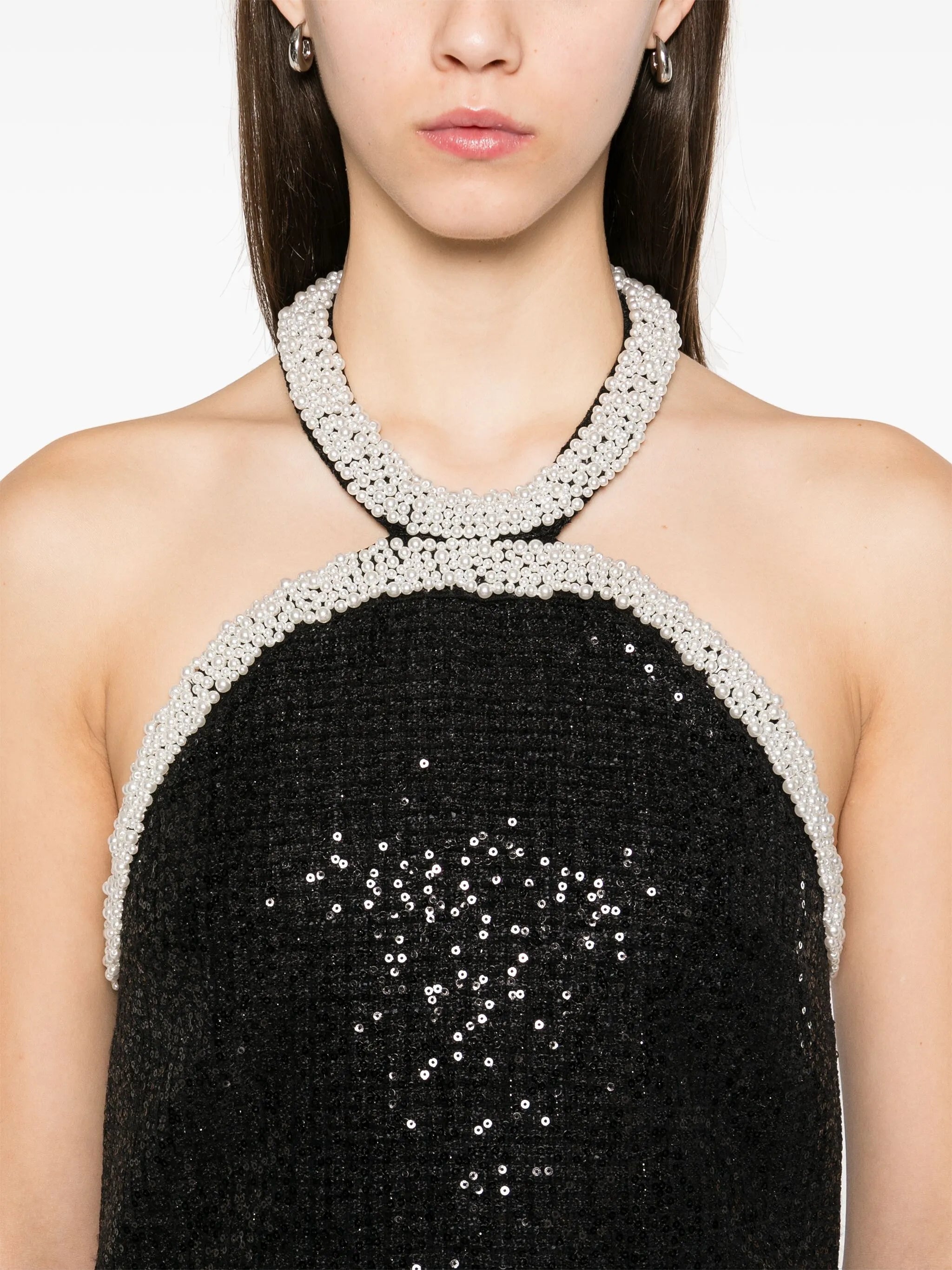 Boucle-Minikleid mit Perlenbesatz