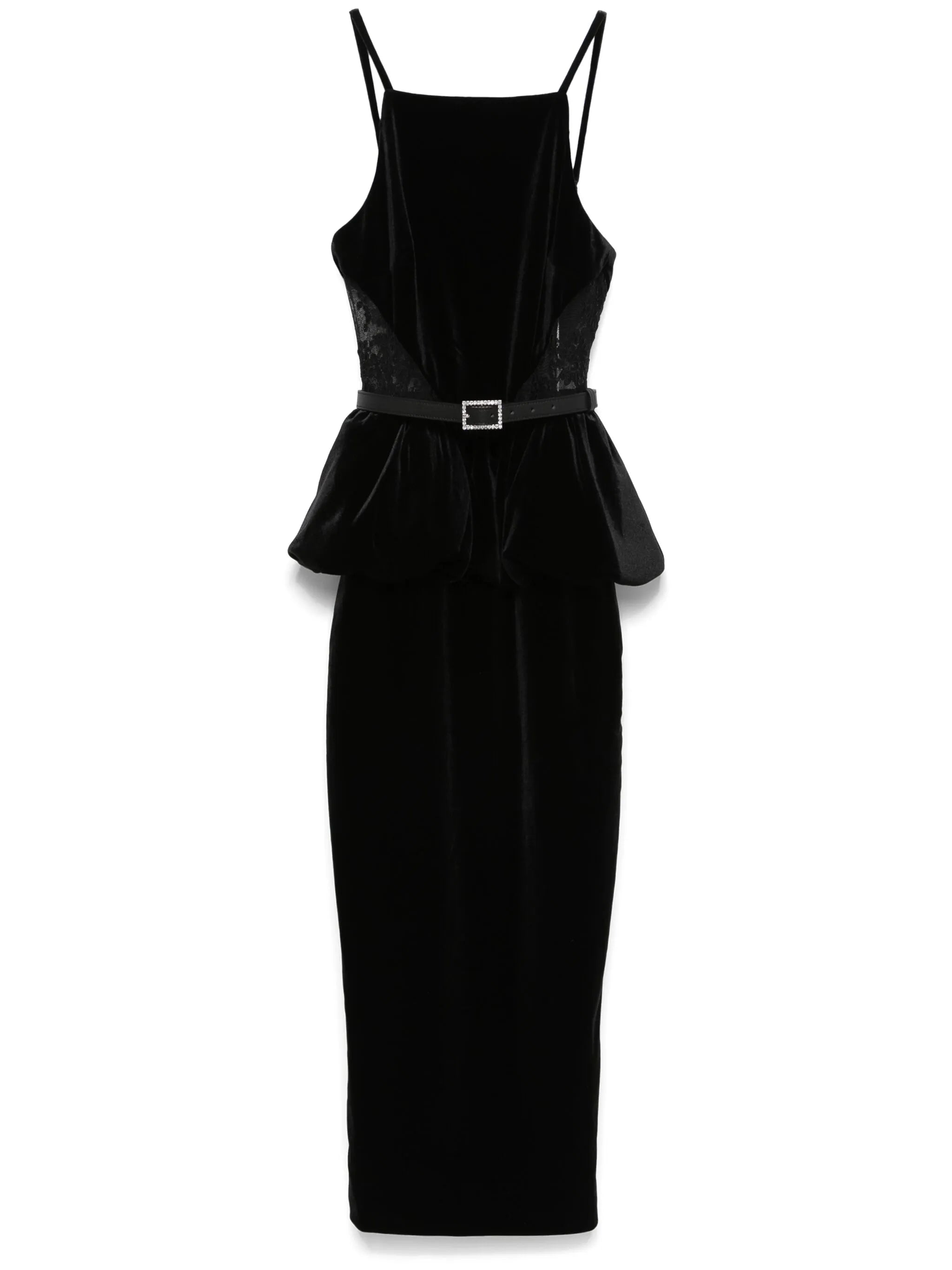 Midikleid aus Samt mit Schösschen