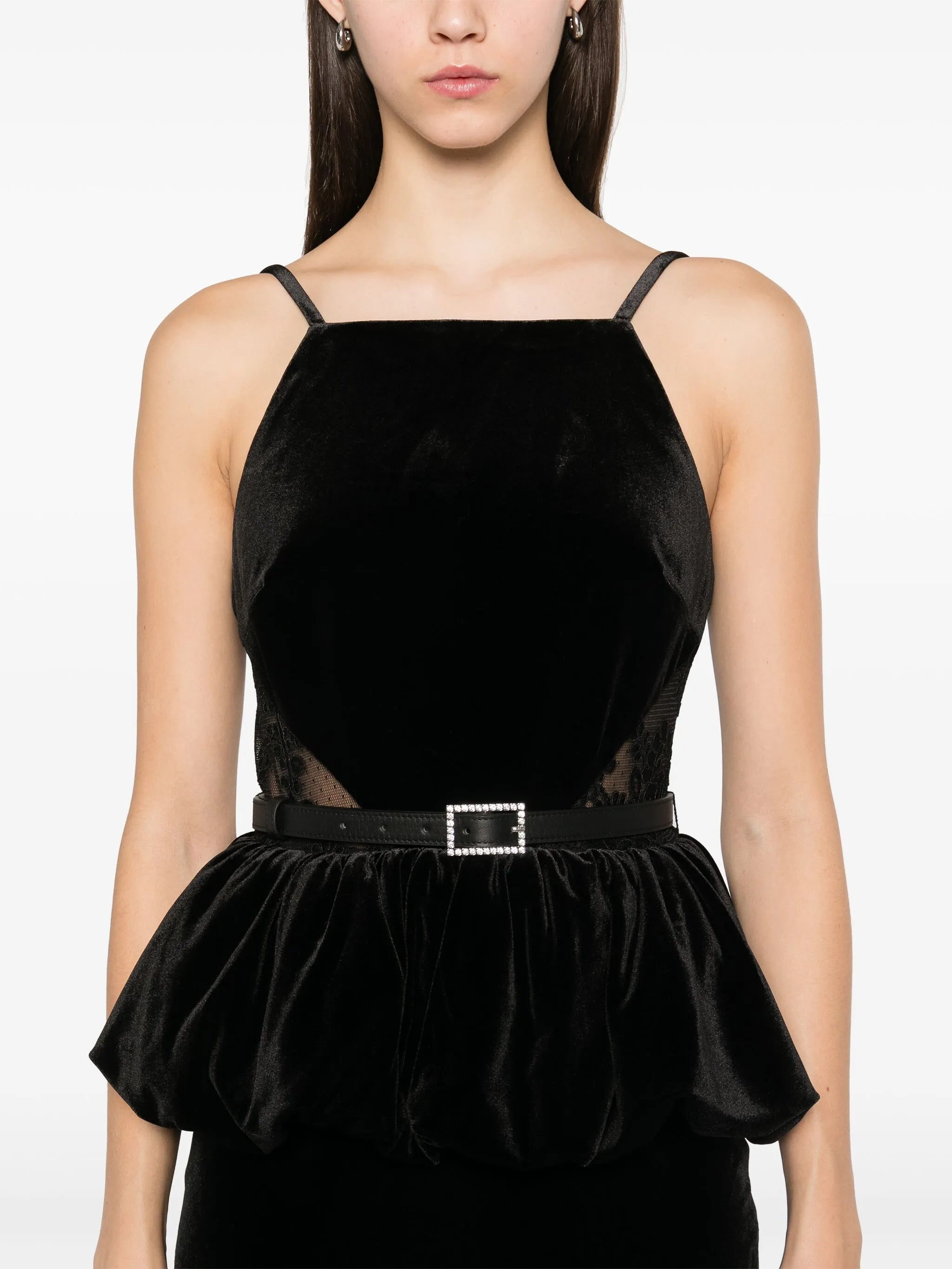 Midikleid aus Samt mit Schösschen