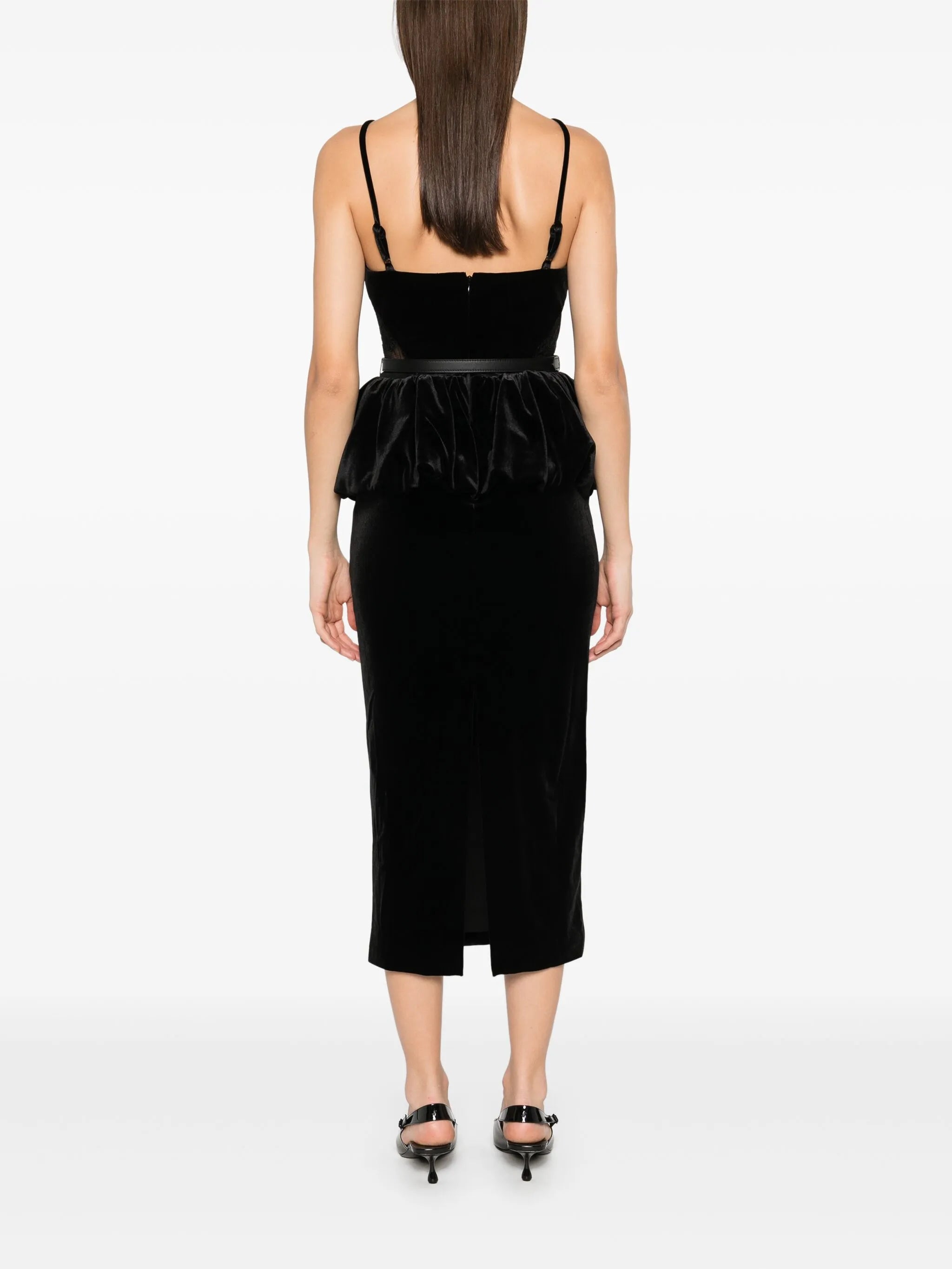 Midikleid aus Samt mit Schösschen