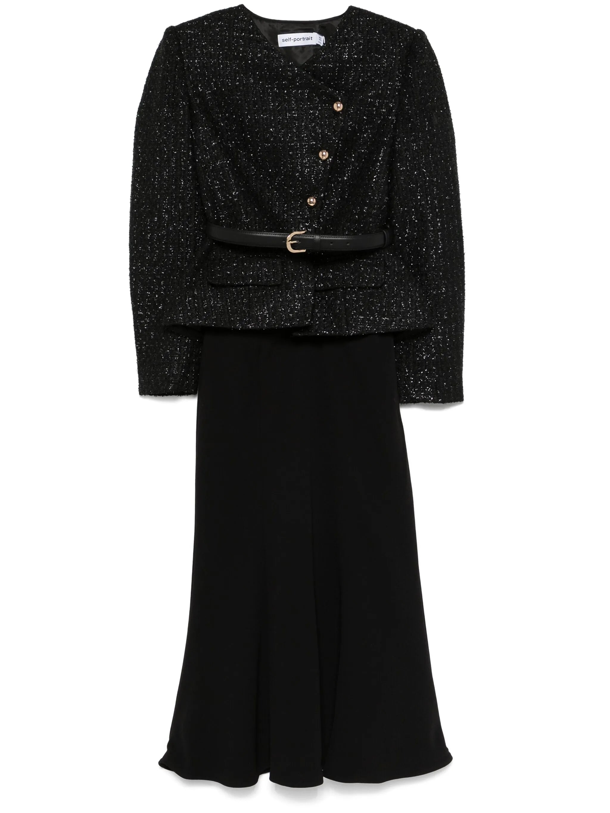 Asymmetrical Boucle Midi Dress