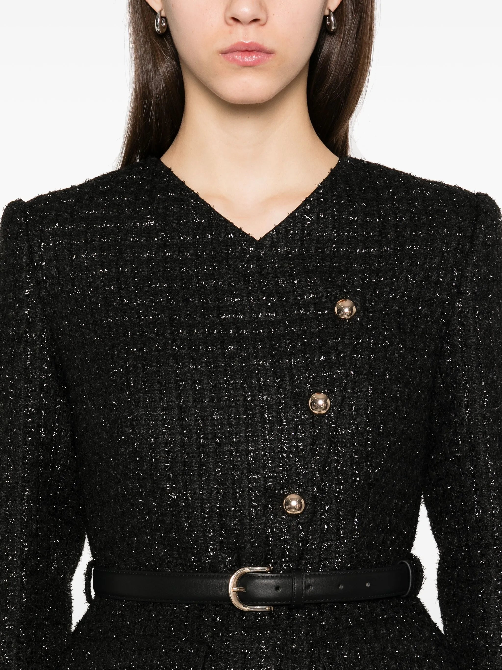 Asymmetrical Boucle Midi Dress