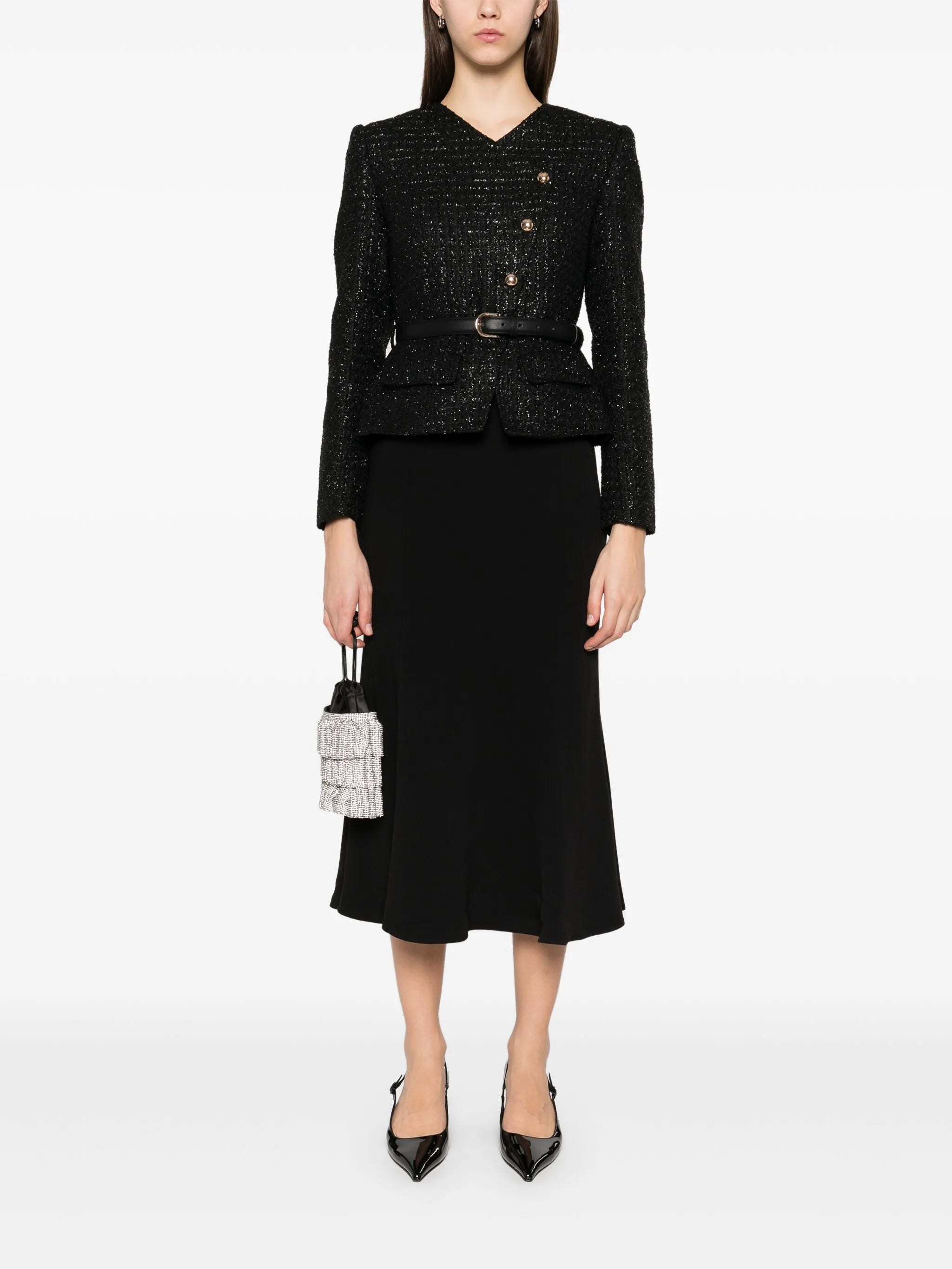 Asymmetrical Boucle Midi Dress