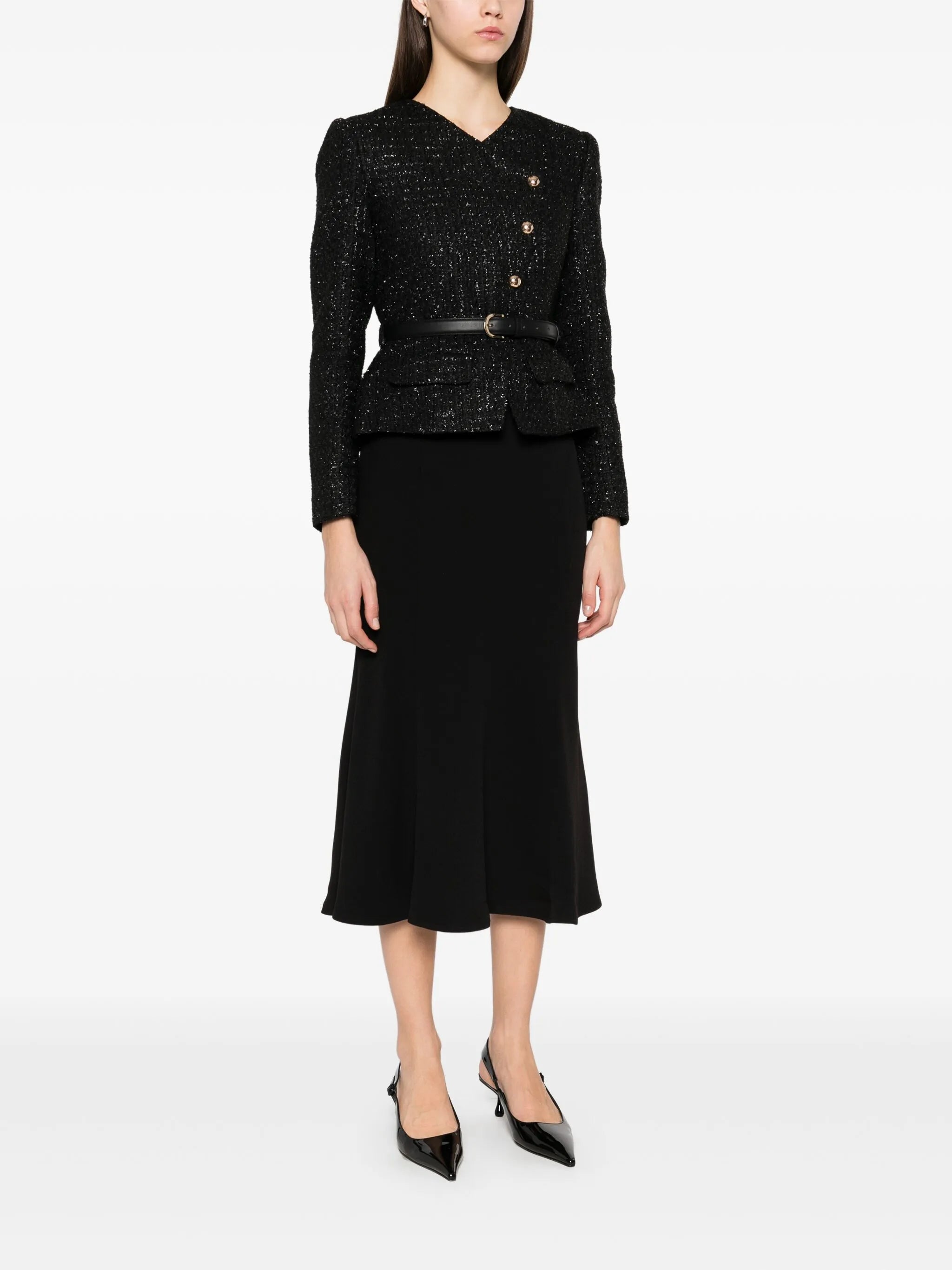 Asymmetrical Boucle Midi Dress