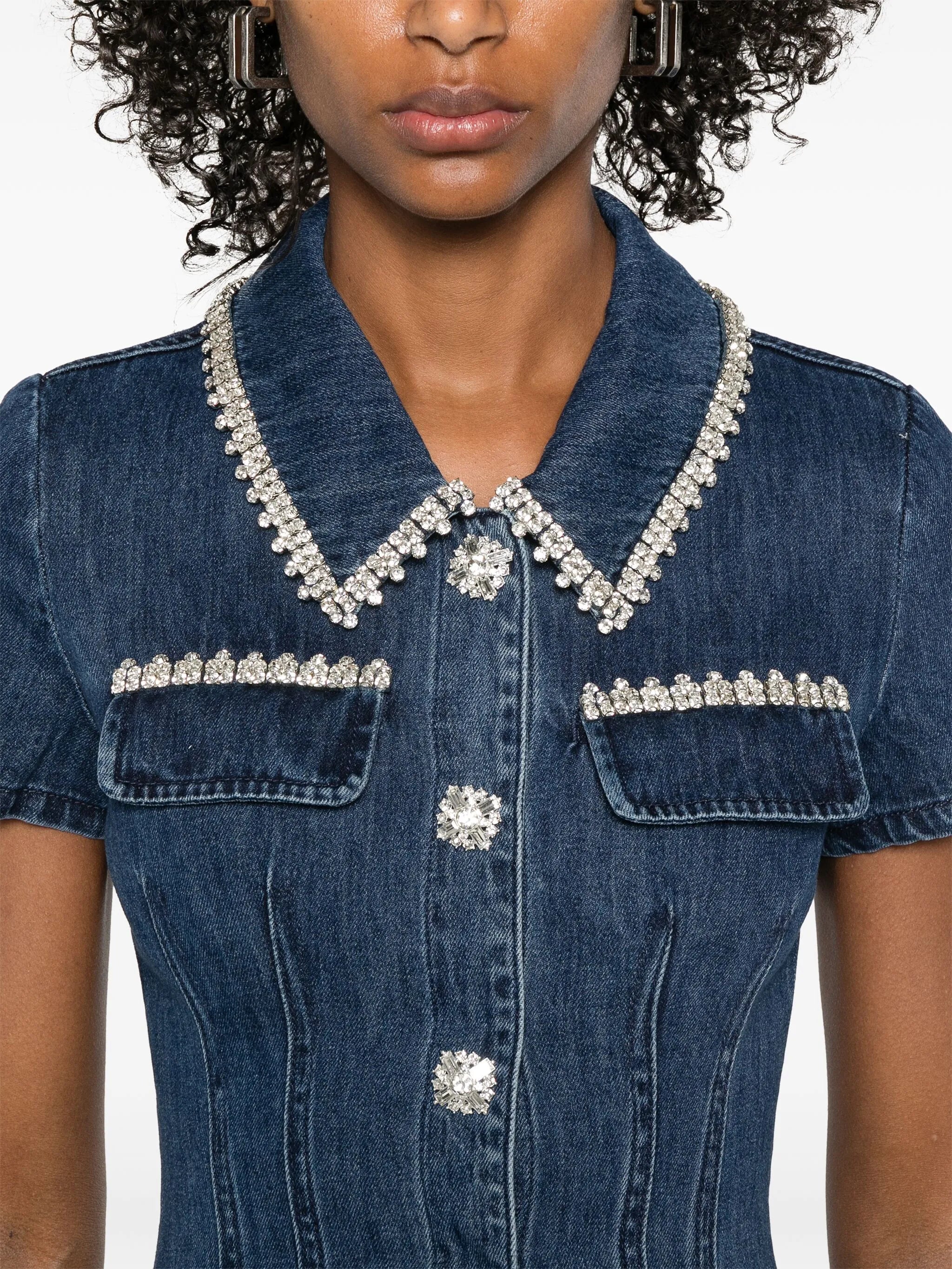 Jeans mini dress with collar