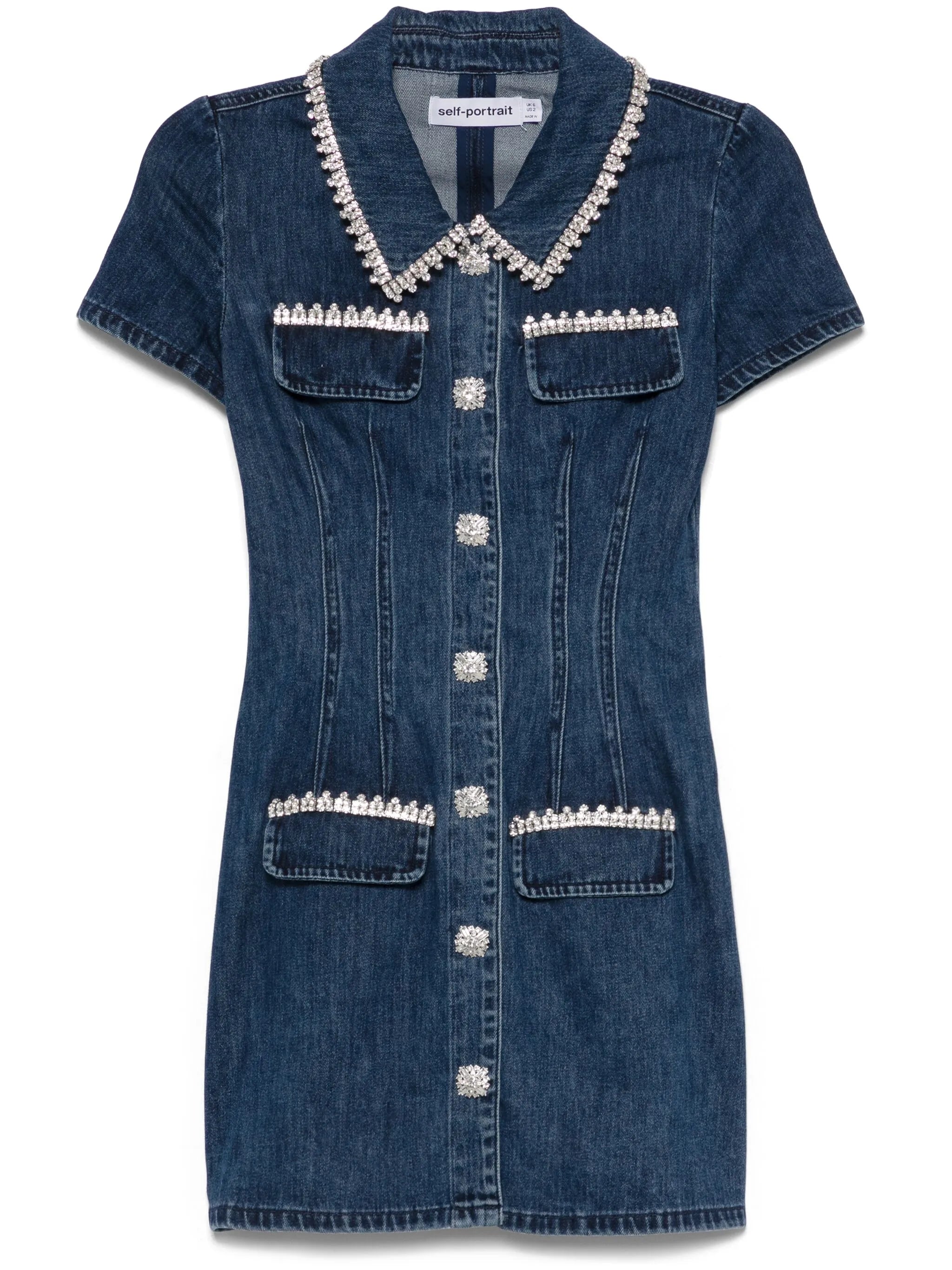 Jeans mini dress with collar