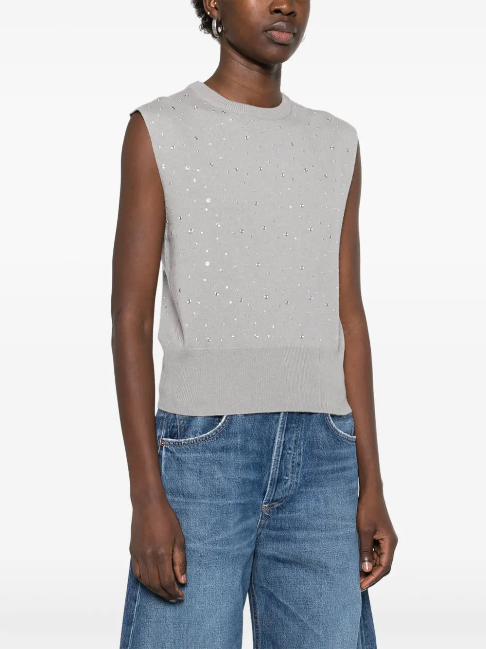 Crystal-embellished tank top