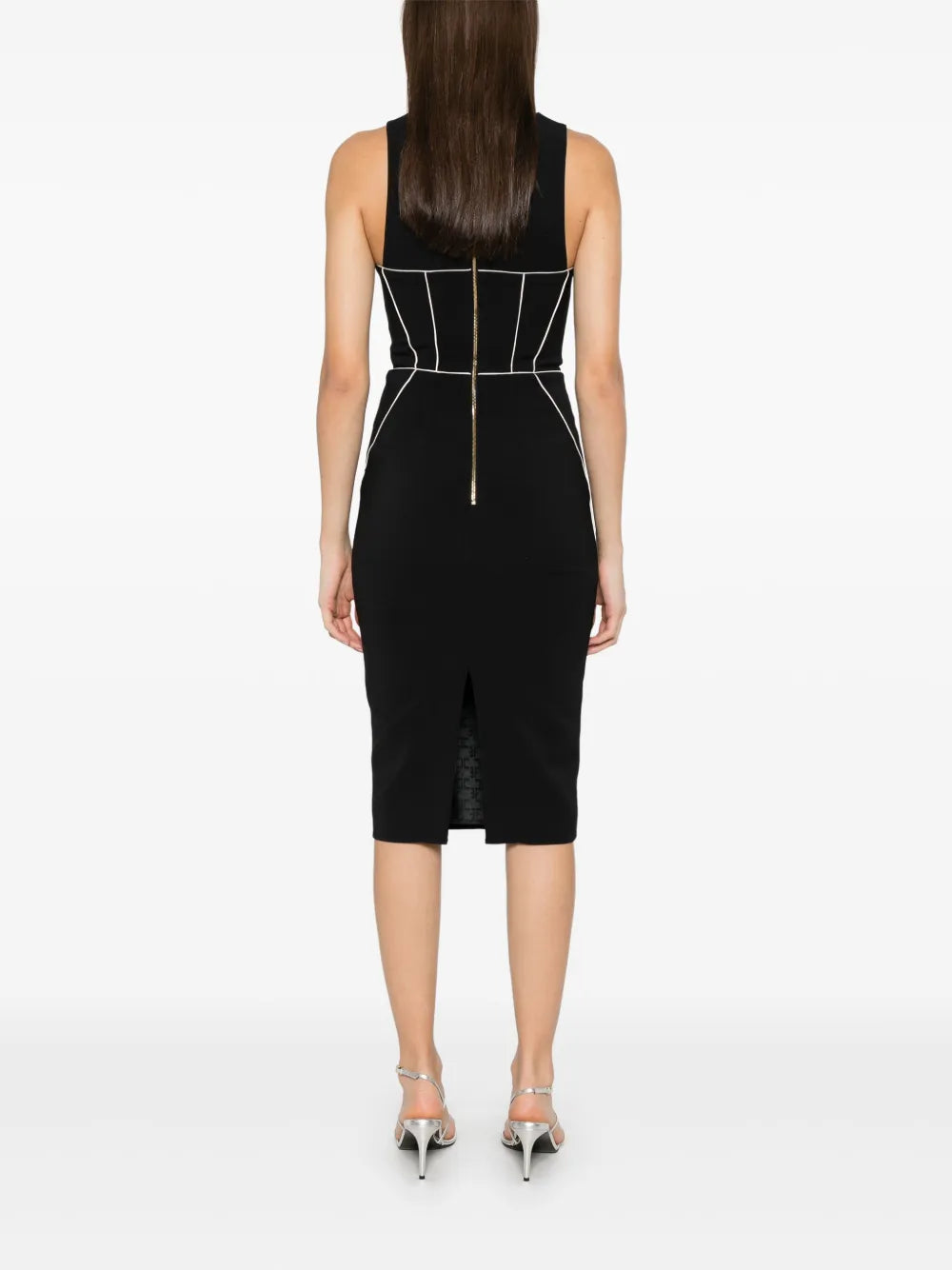 Midi dress with contrast piping