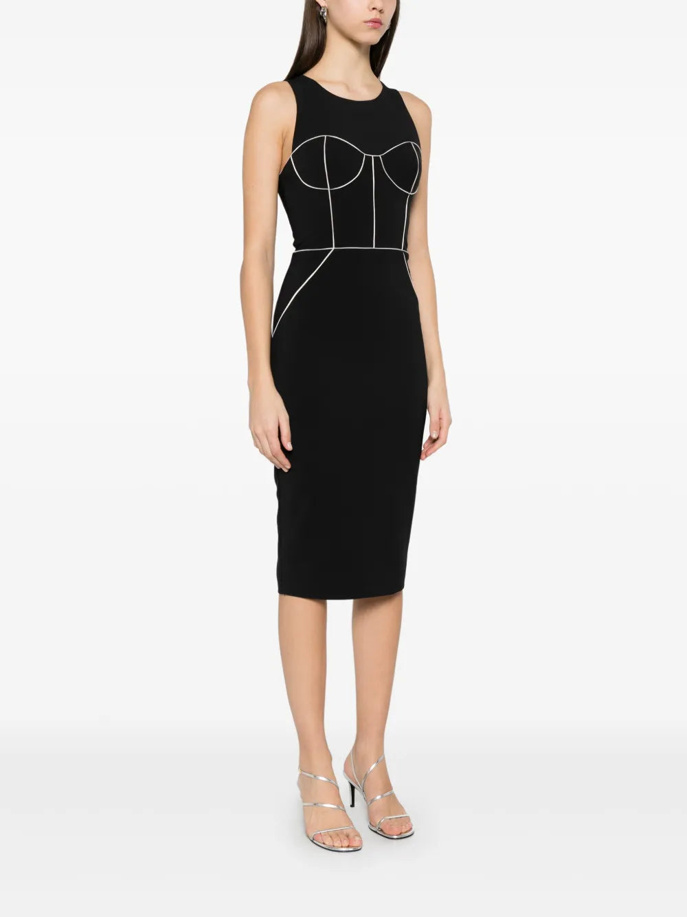 Midi dress with contrast piping