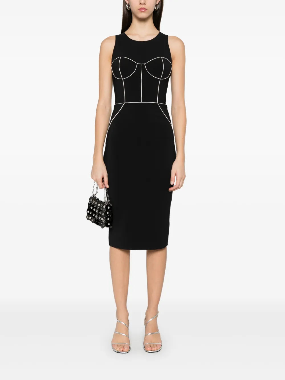 Midi dress with contrast piping