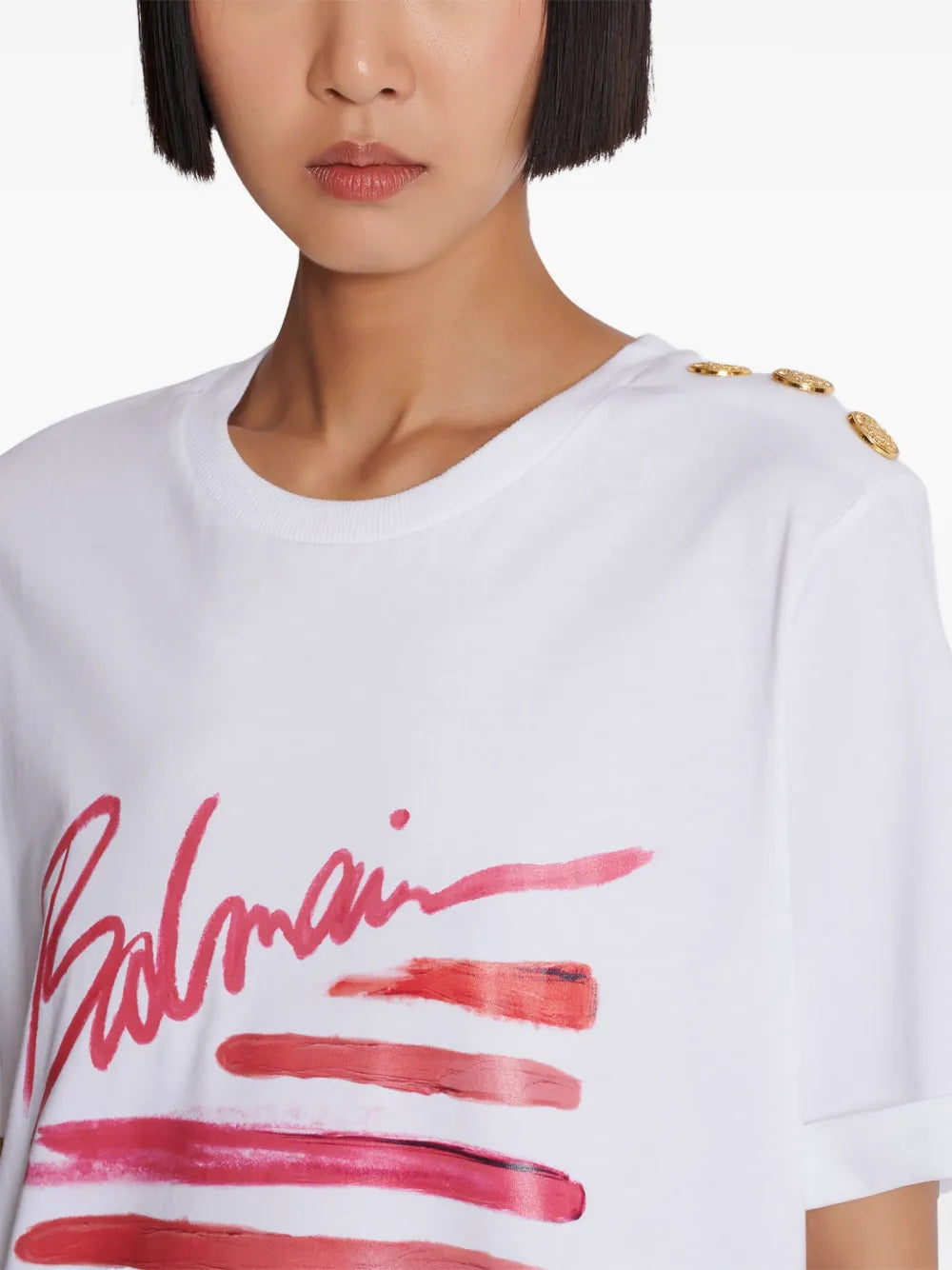 Shirt with lipstick print