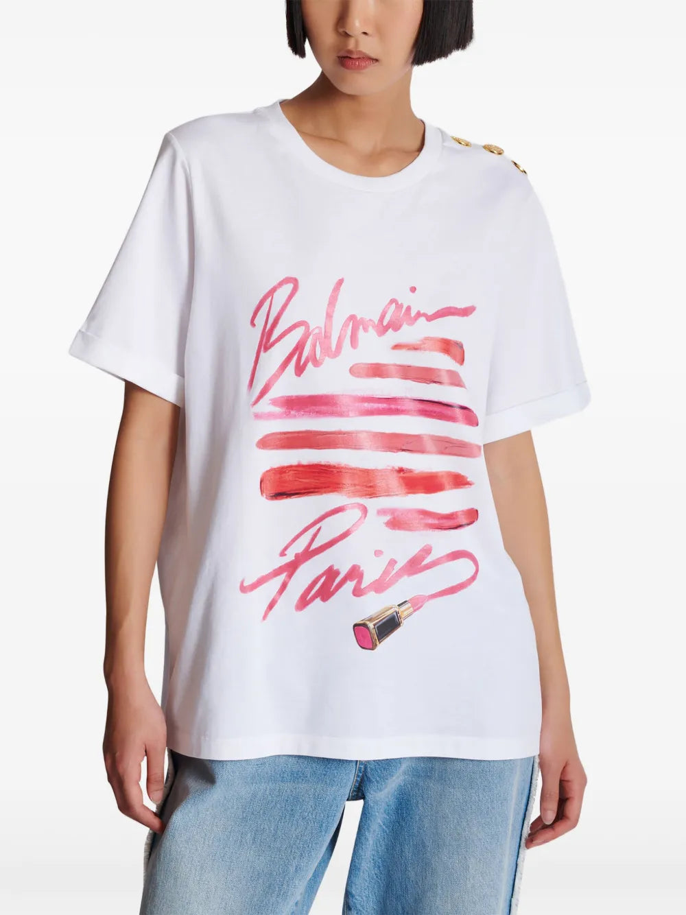 Shirt with lipstick print