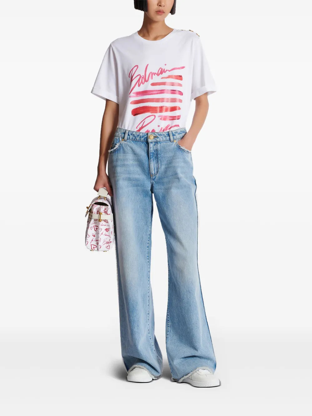 Shirt with lipstick print