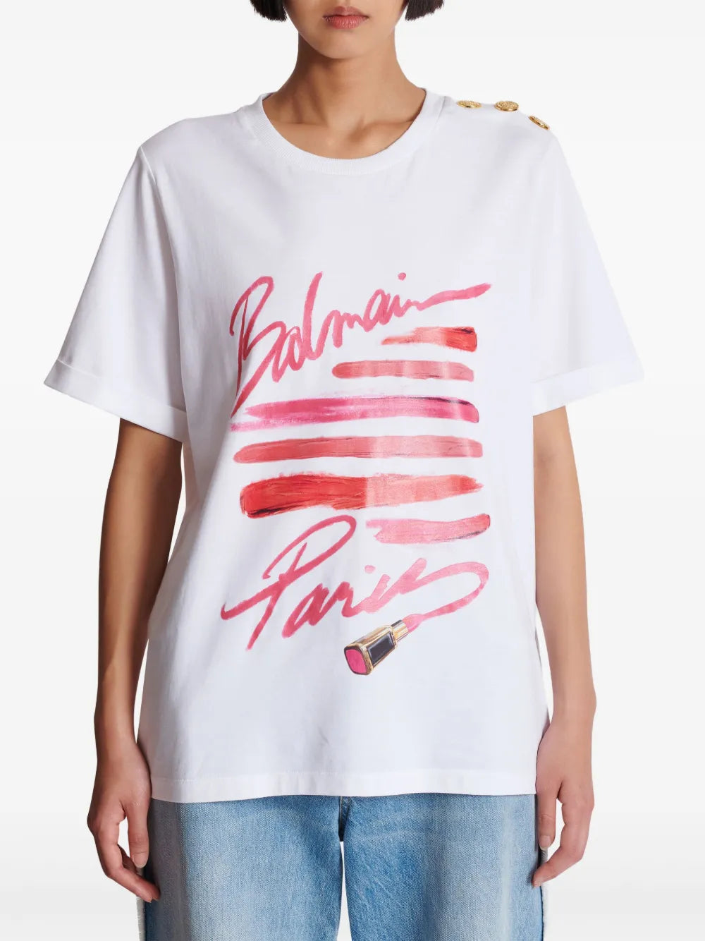 Shirt with lipstick print