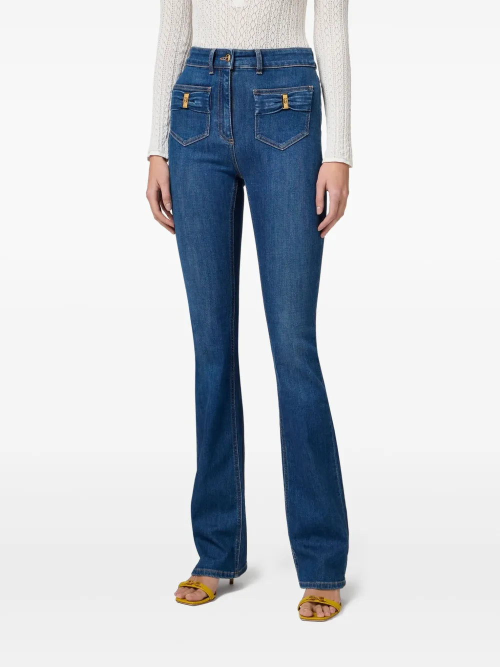 Flared jeans with bow detail