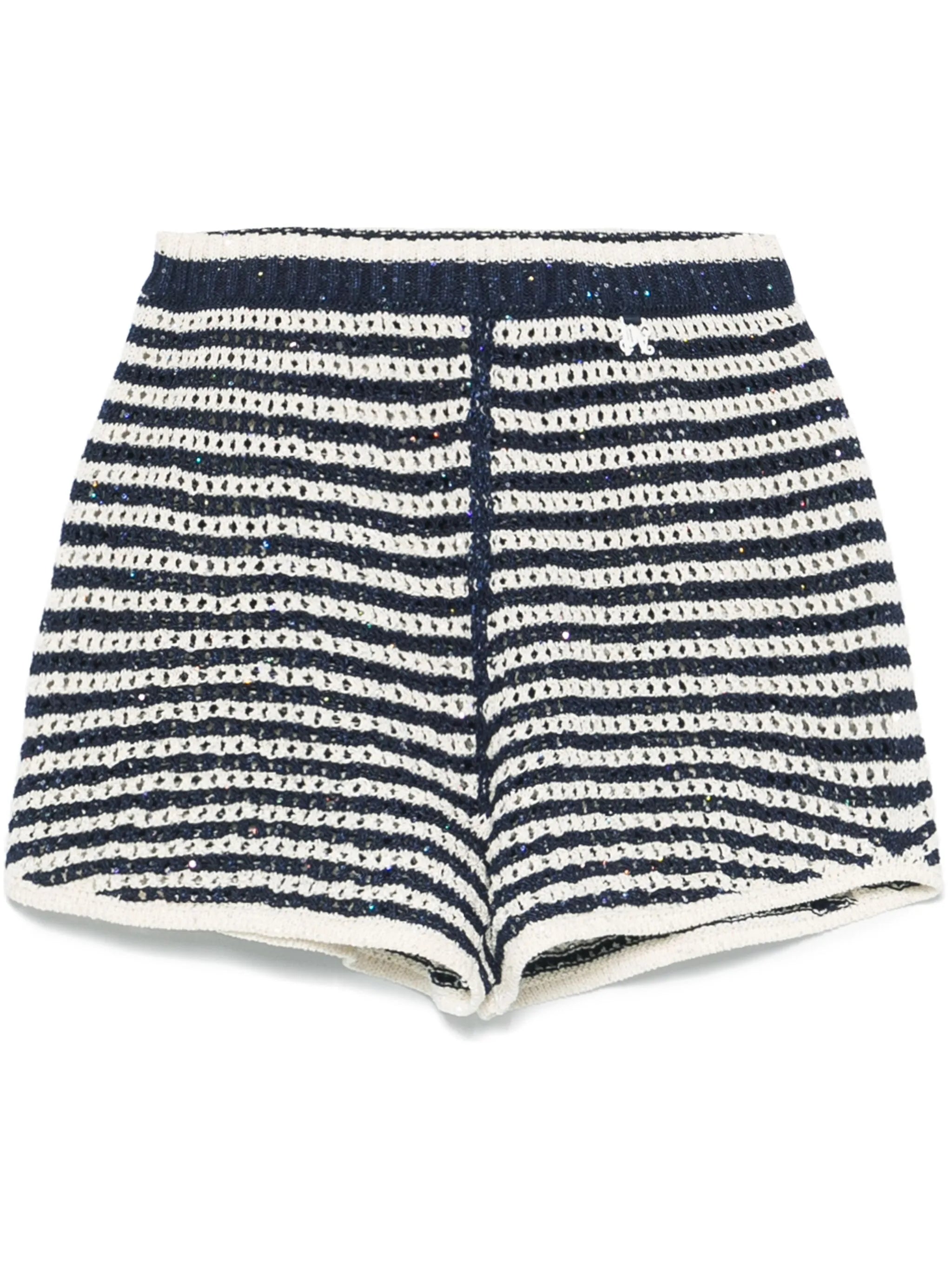 Knitted shorts with striped waistband