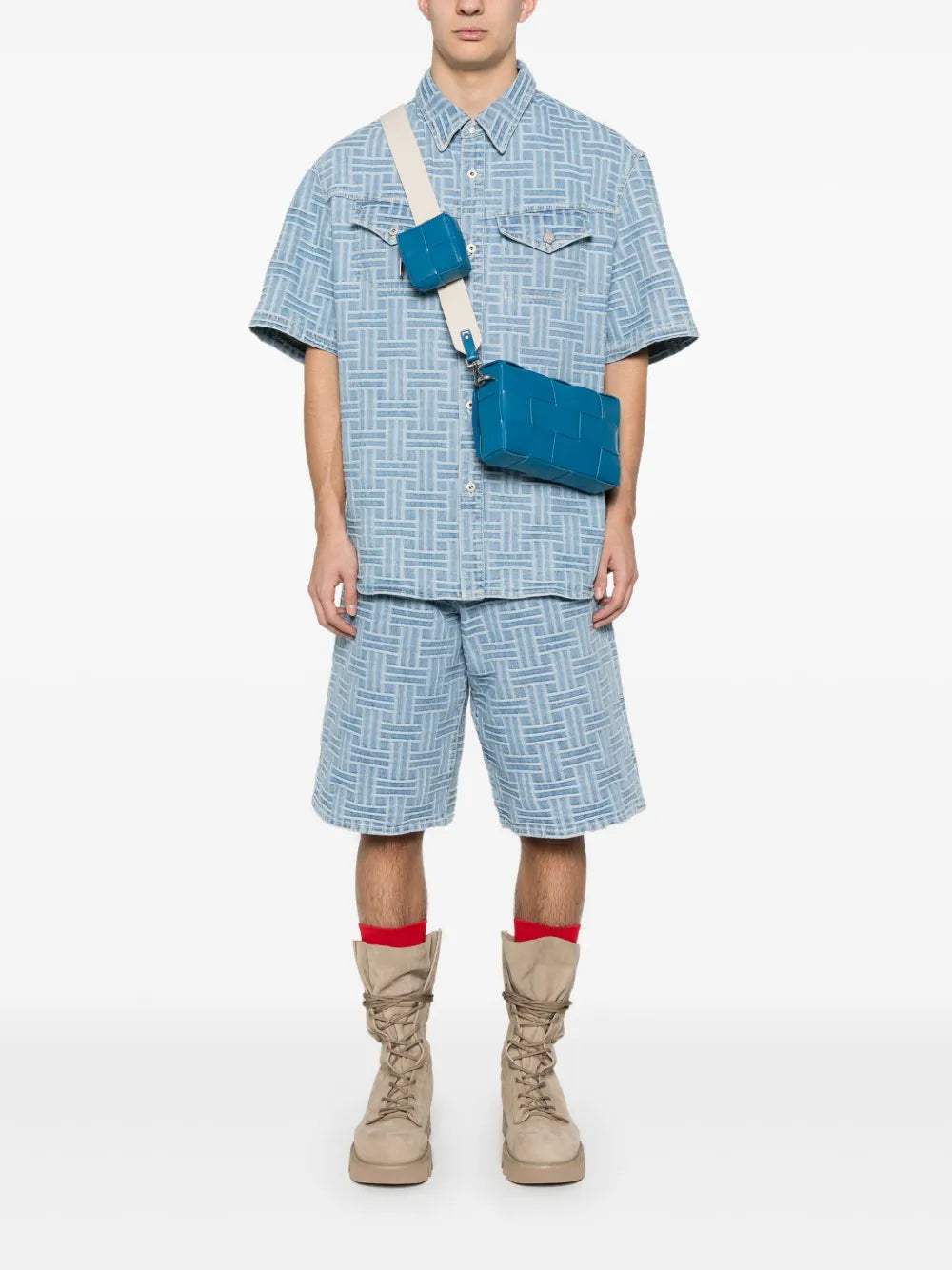 Jeans-Shorts mit Webmuster