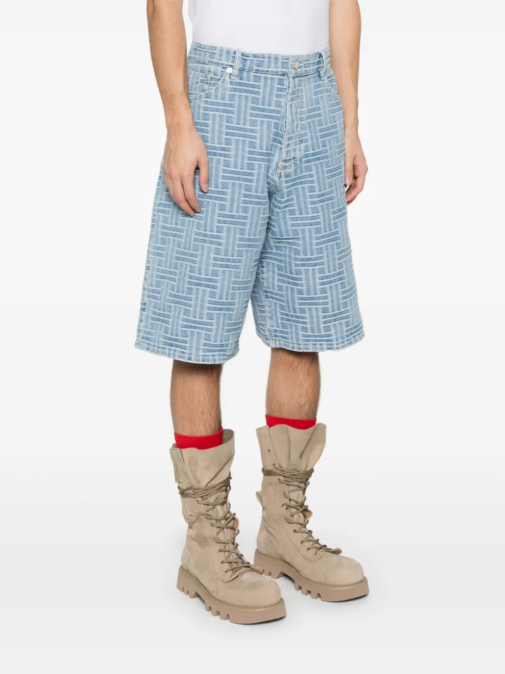 Jeans-Shorts mit Webmuster