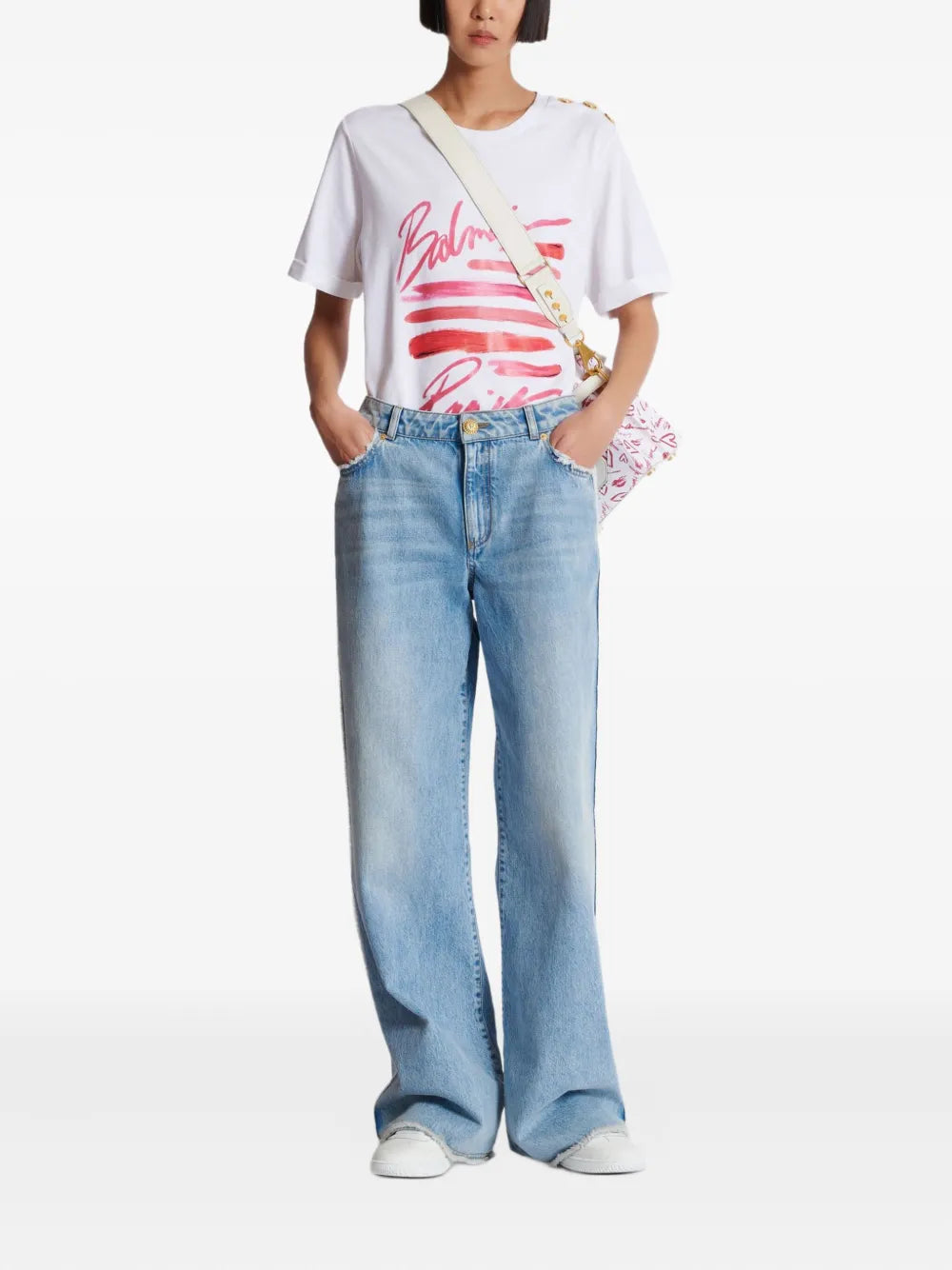 Ausgefranste Straight-Leg-Jeans