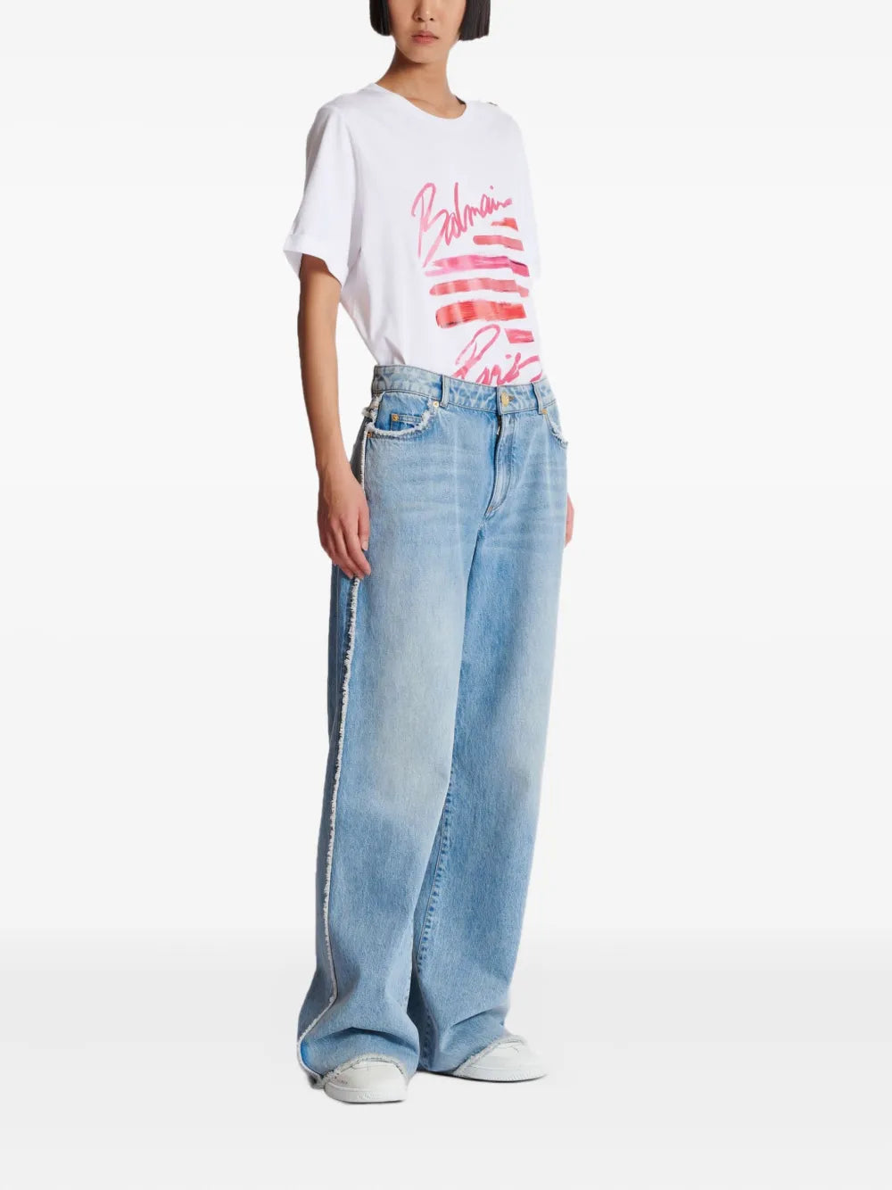 Ausgefranste Straight-Leg-Jeans