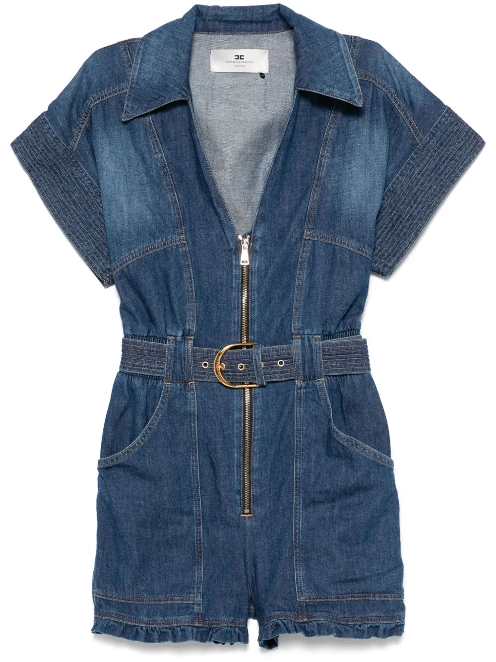 Kurzer Jeans-Overall mit Gürtel