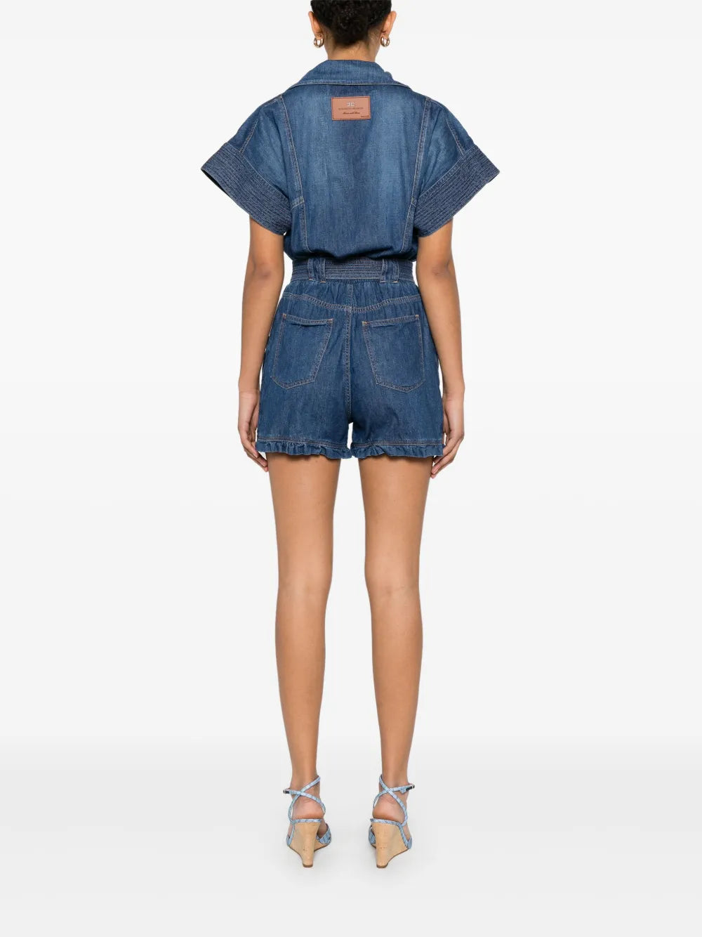 Kurzer Jeans-Overall mit Gürtel