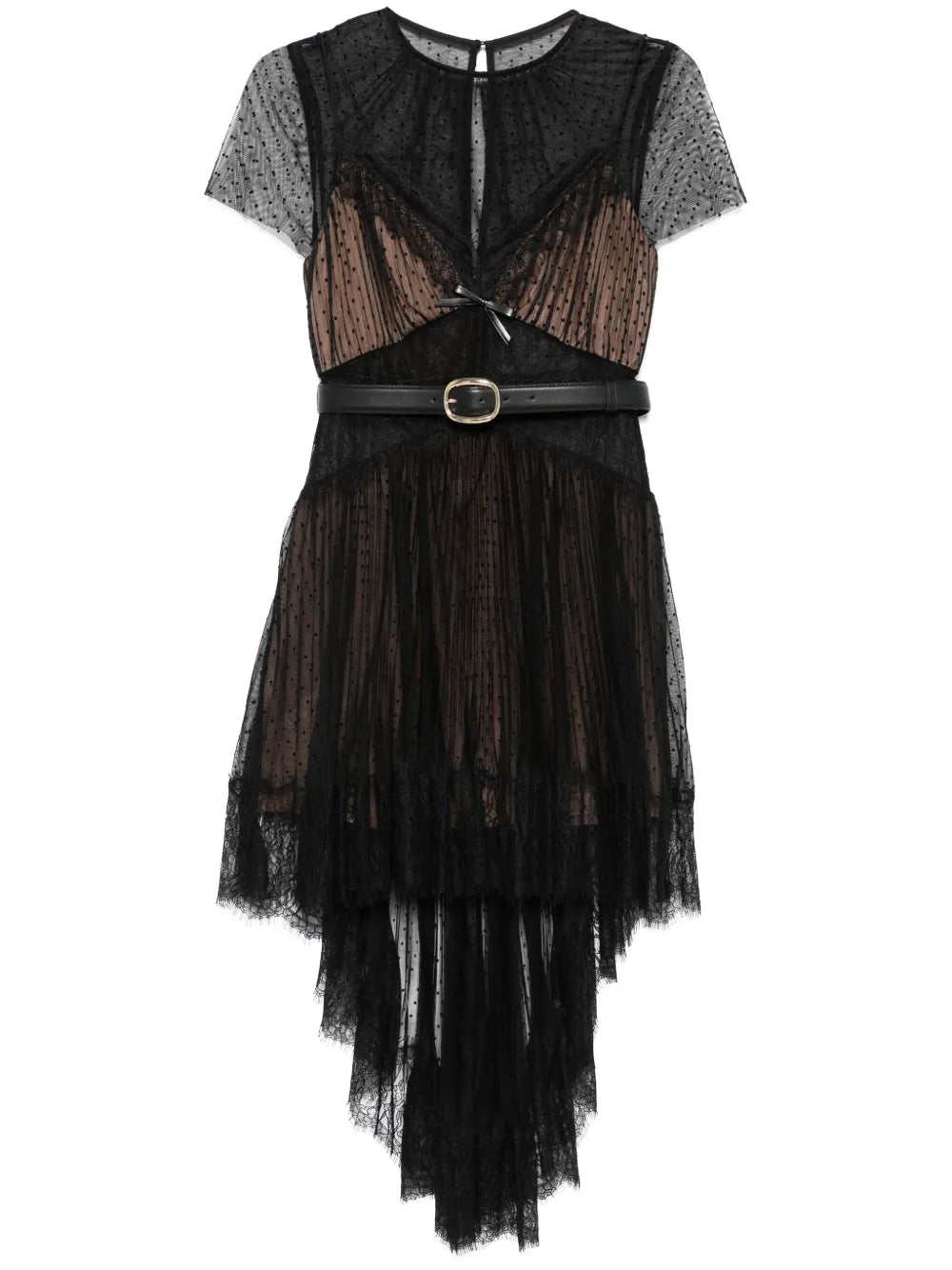 Mesh mini dress with polka dot pattern