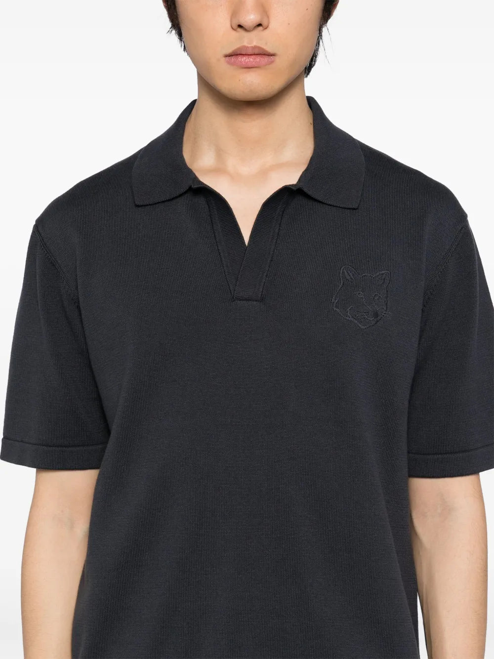 Gestricktes Poloshirt mit Bold Fox Head-Stickerei