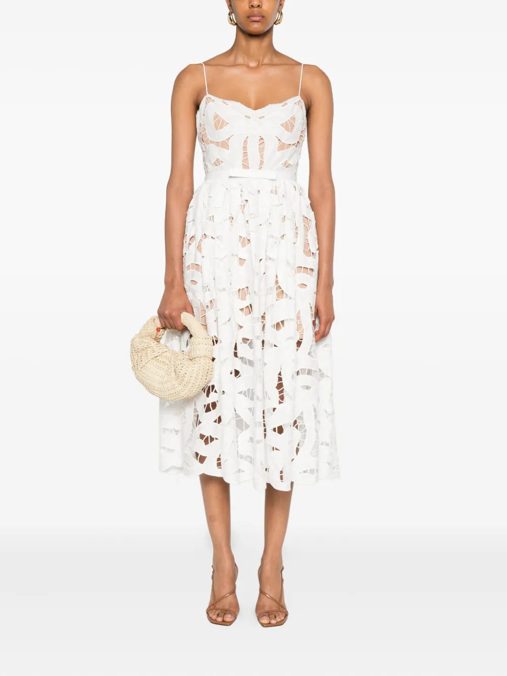 White midi dress made of floral lace