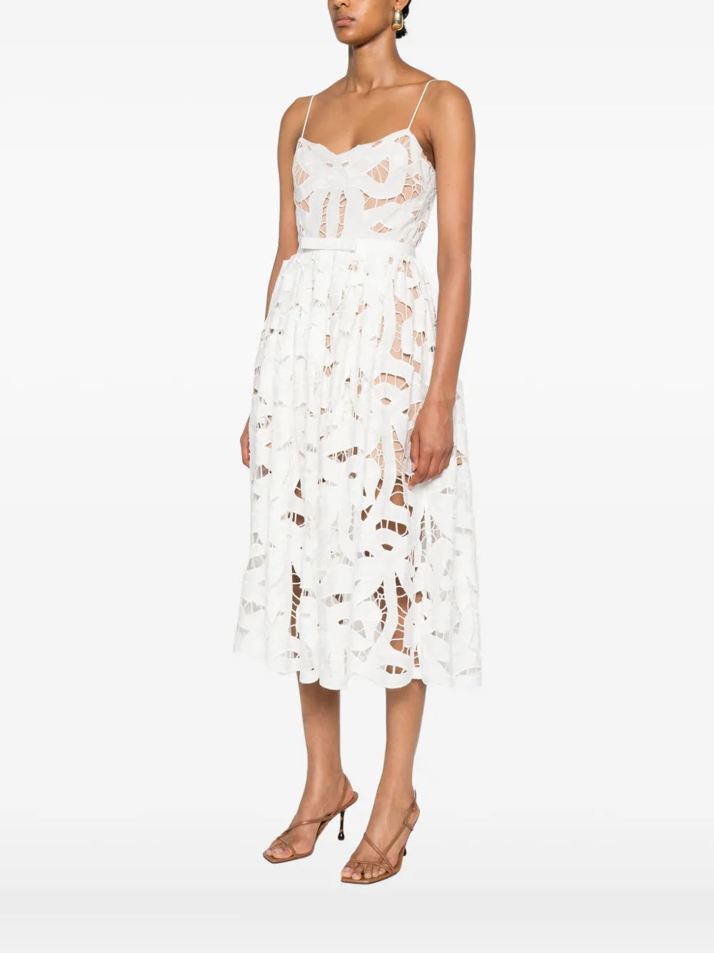 White midi dress made of floral lace