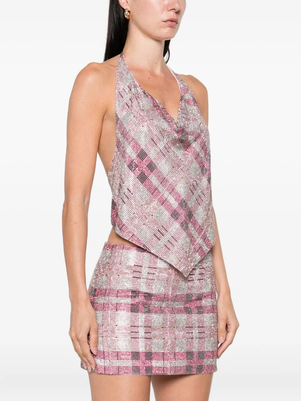 Neckholder-Top mit Kristallen