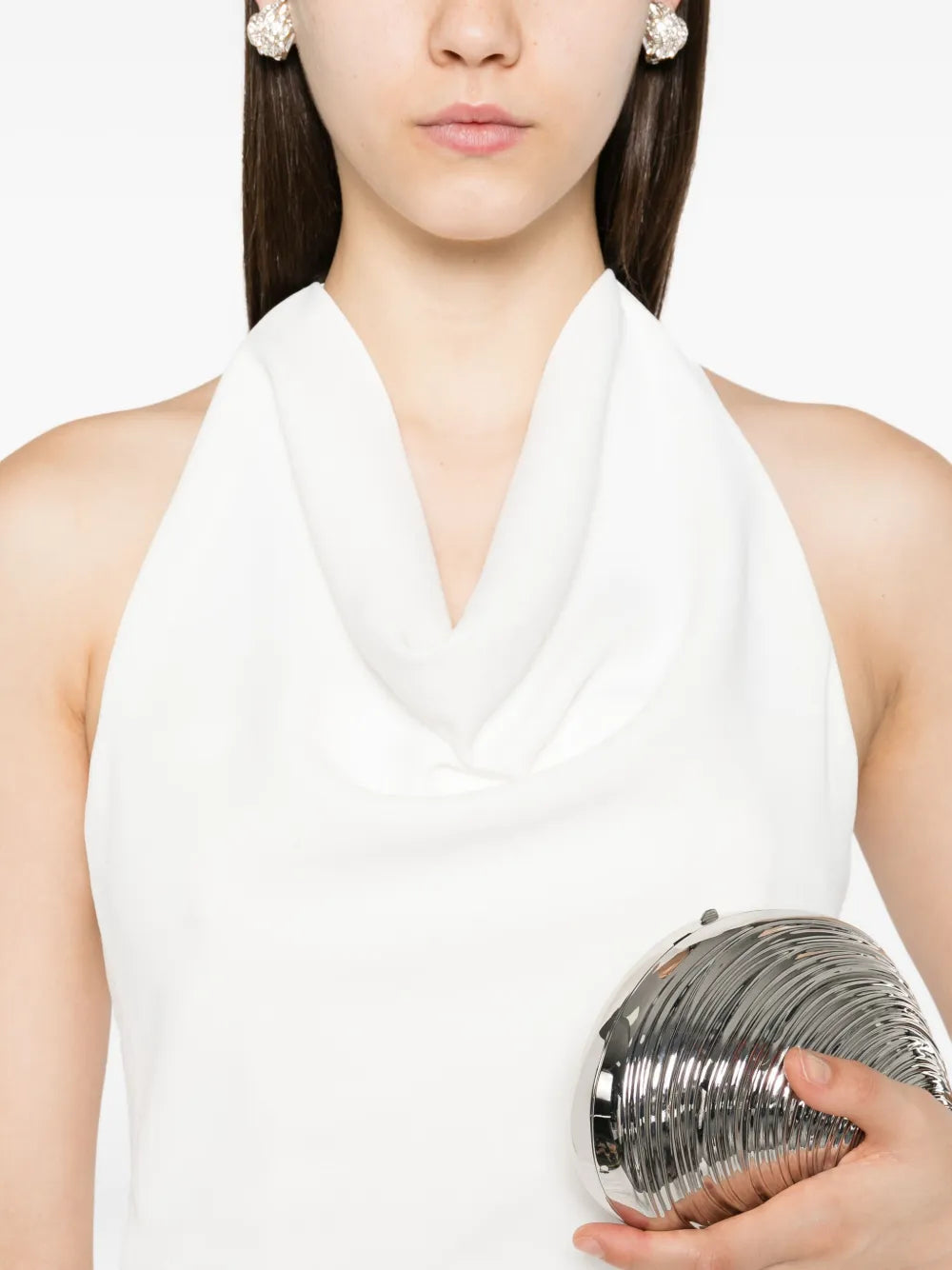 Ruched halter mini dress