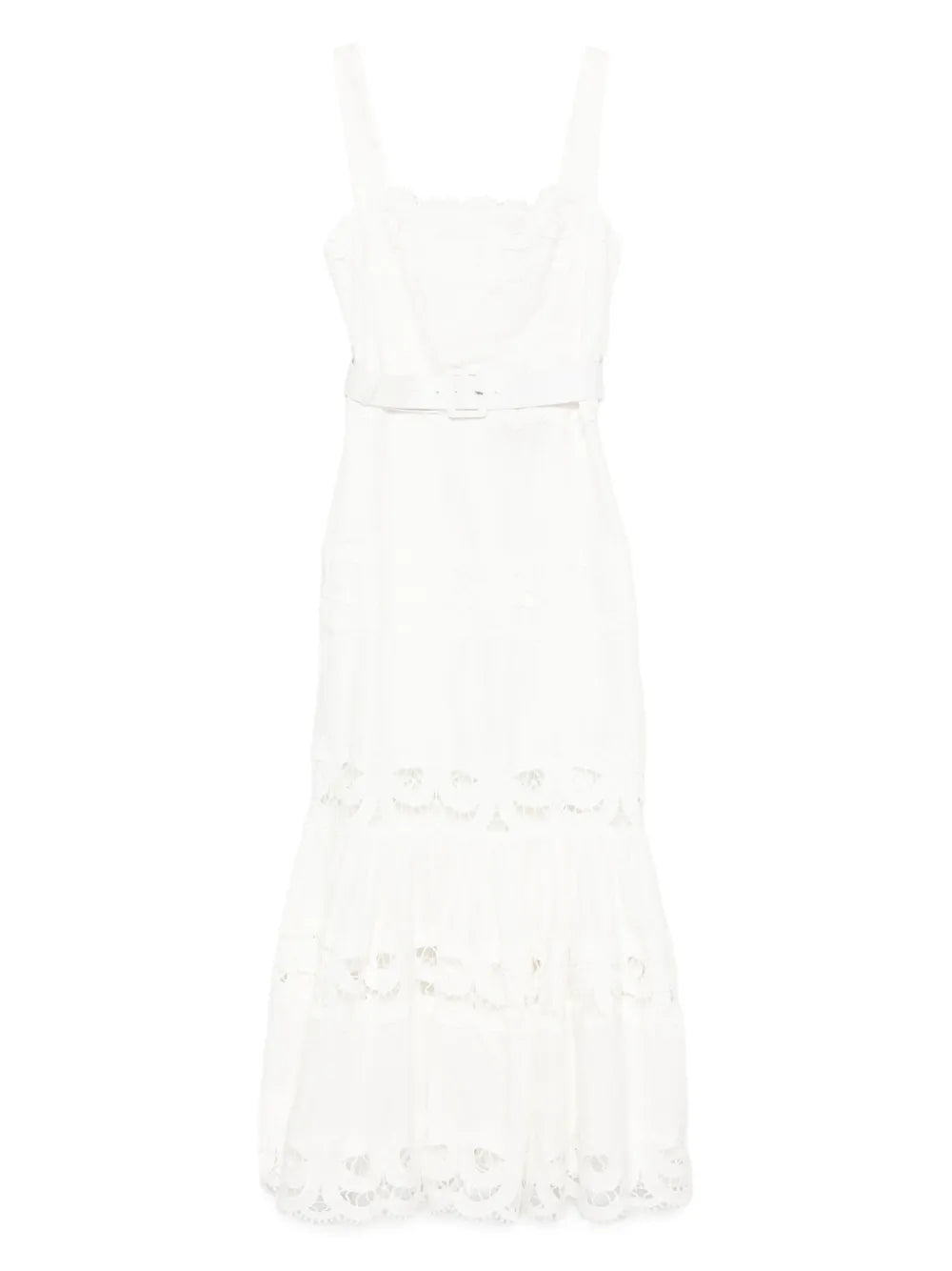 Midi dress with lace trims