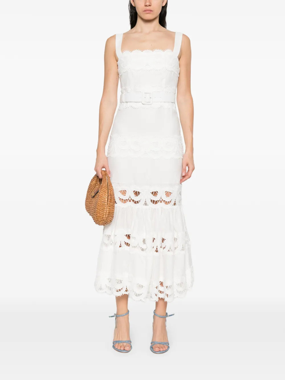 Midi dress with lace trims