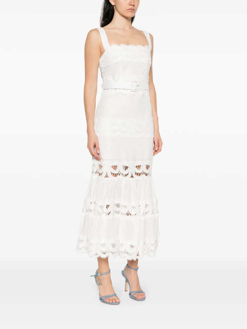 Midi dress with lace trims