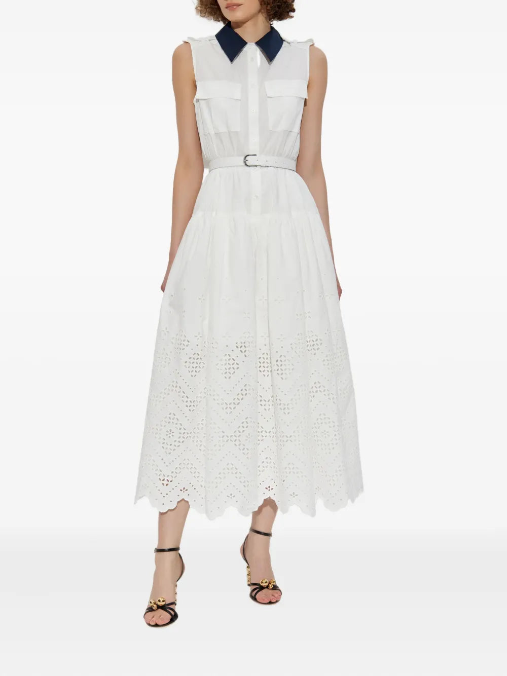 Midi dress with belt
