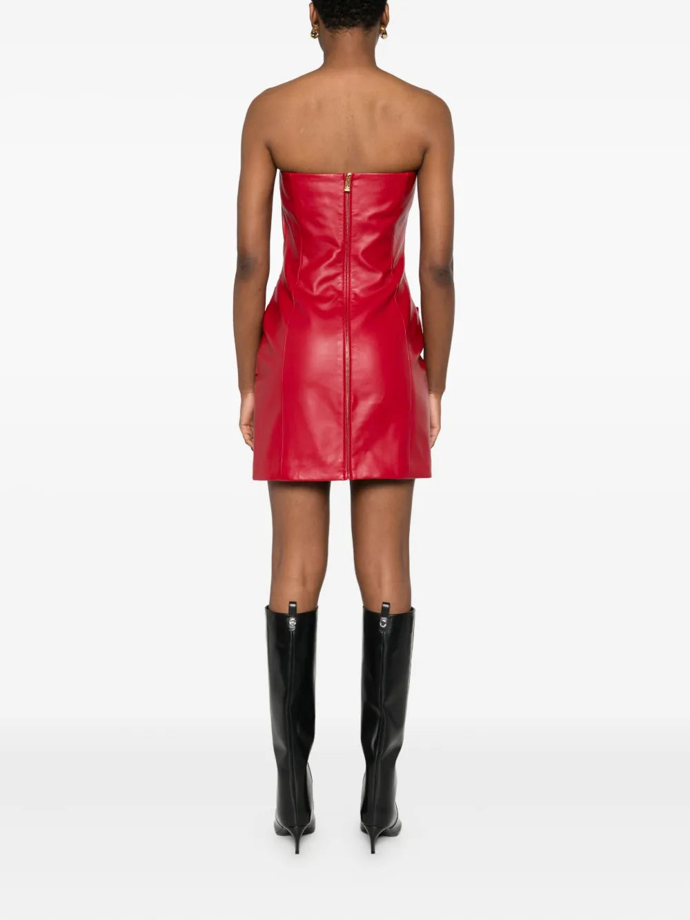 Schulterfreies Minikleid mit Gürtel