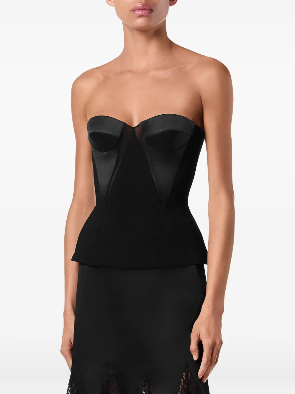Bustier-Top mit Satineinsätzen