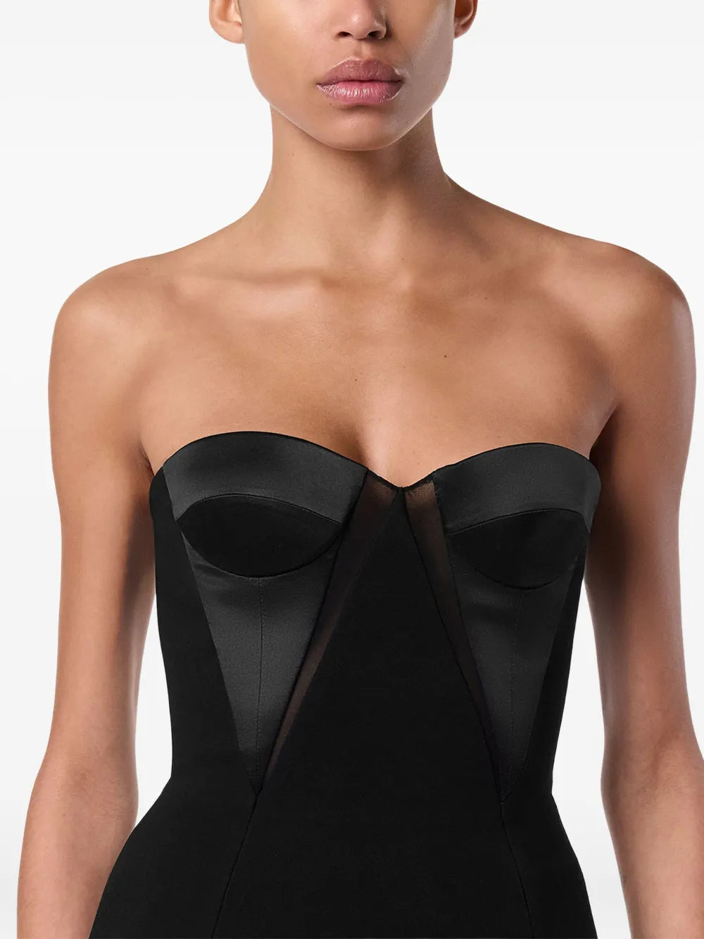Bustier-Top mit Satineinsätzen